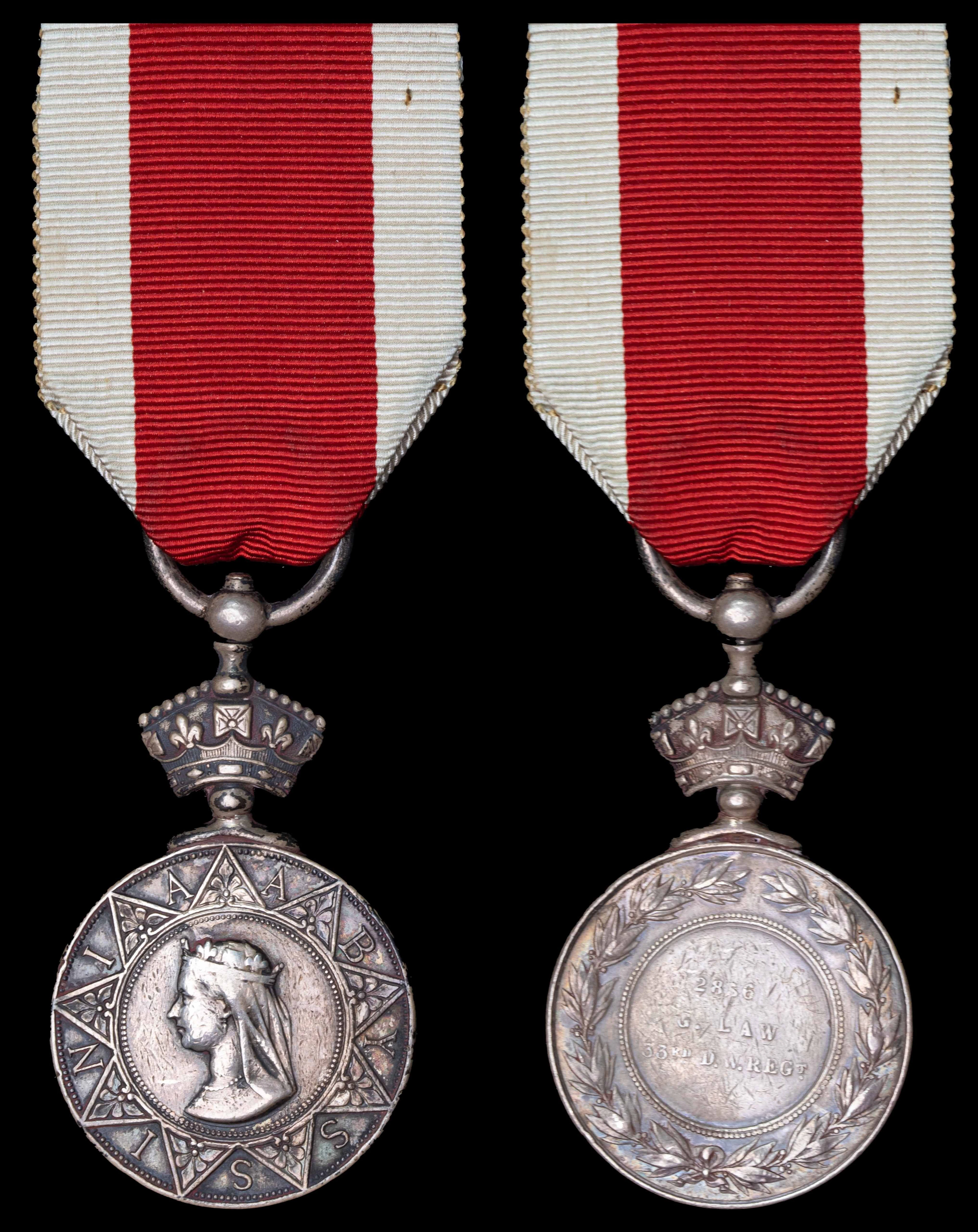 The Abyssinia Medal awarded to Private G. Law, 33rd Regiment, a veteran