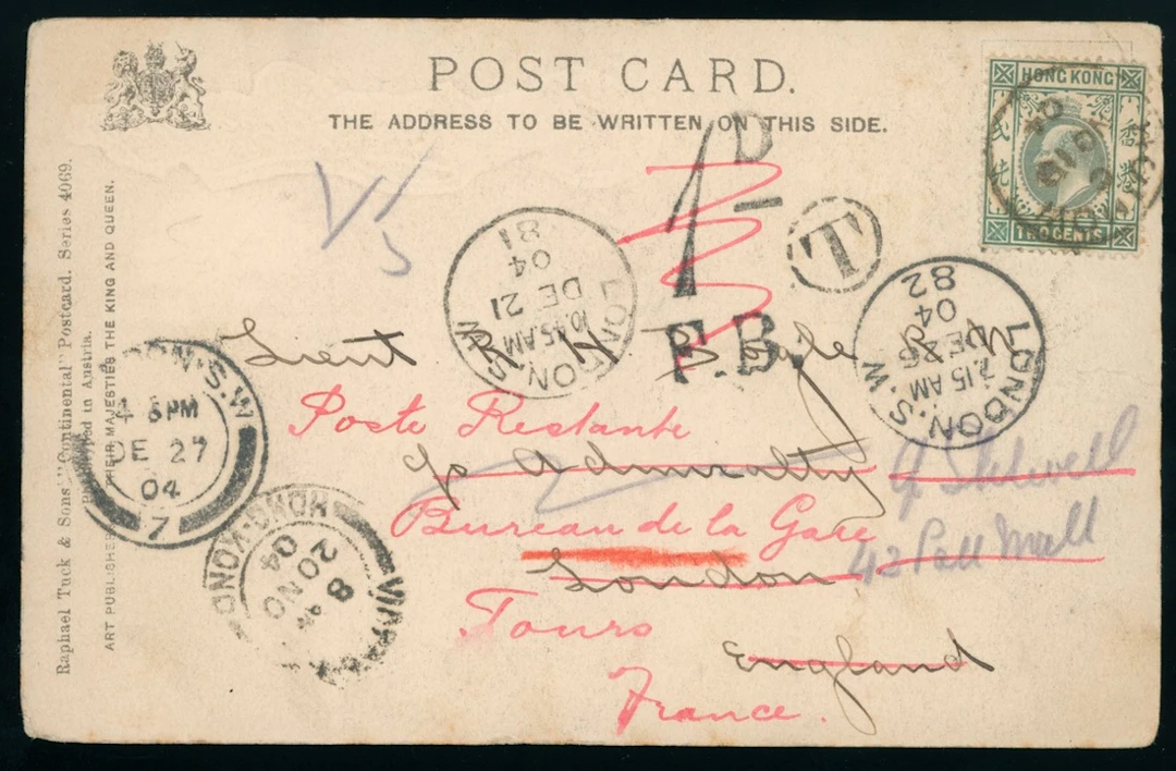 Hong Kong Treaty Ports Hoihow 1904 (19 Nov.) Hoihow to London postage