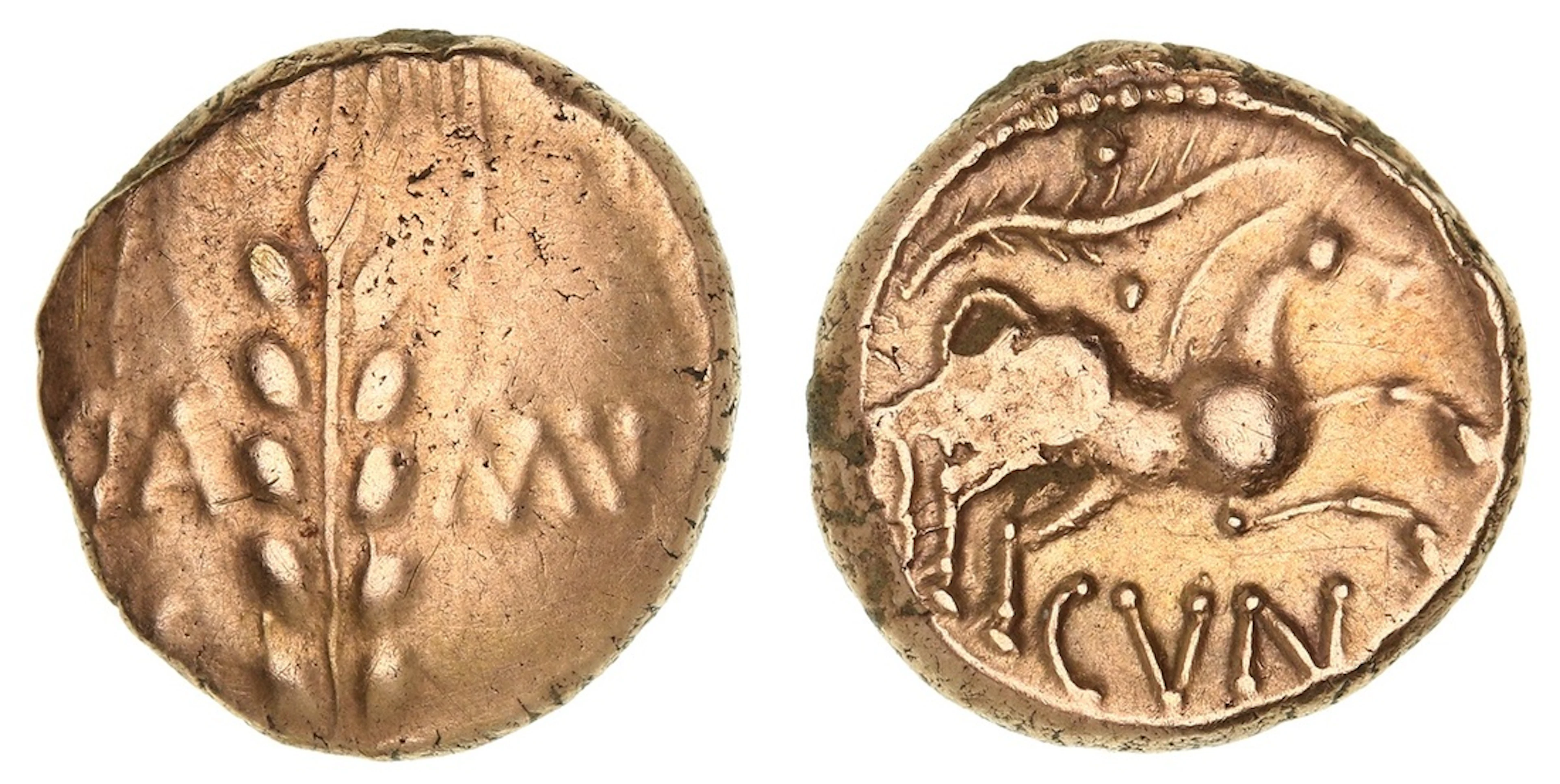 Iron Age Britain, Catuvellauni, Cunobelin (AD 9-40), AV Stater, 'Linear'