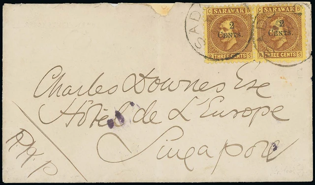 Sarawak 1899 Provisional Surcharges Covers 1899 (30 Nov.) envelope