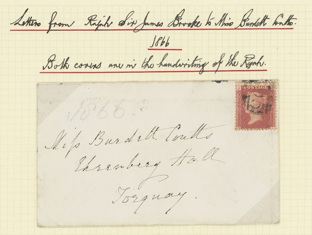 Sarawak Coutts Correspondence 1866 envelope in Brooke's handwriting