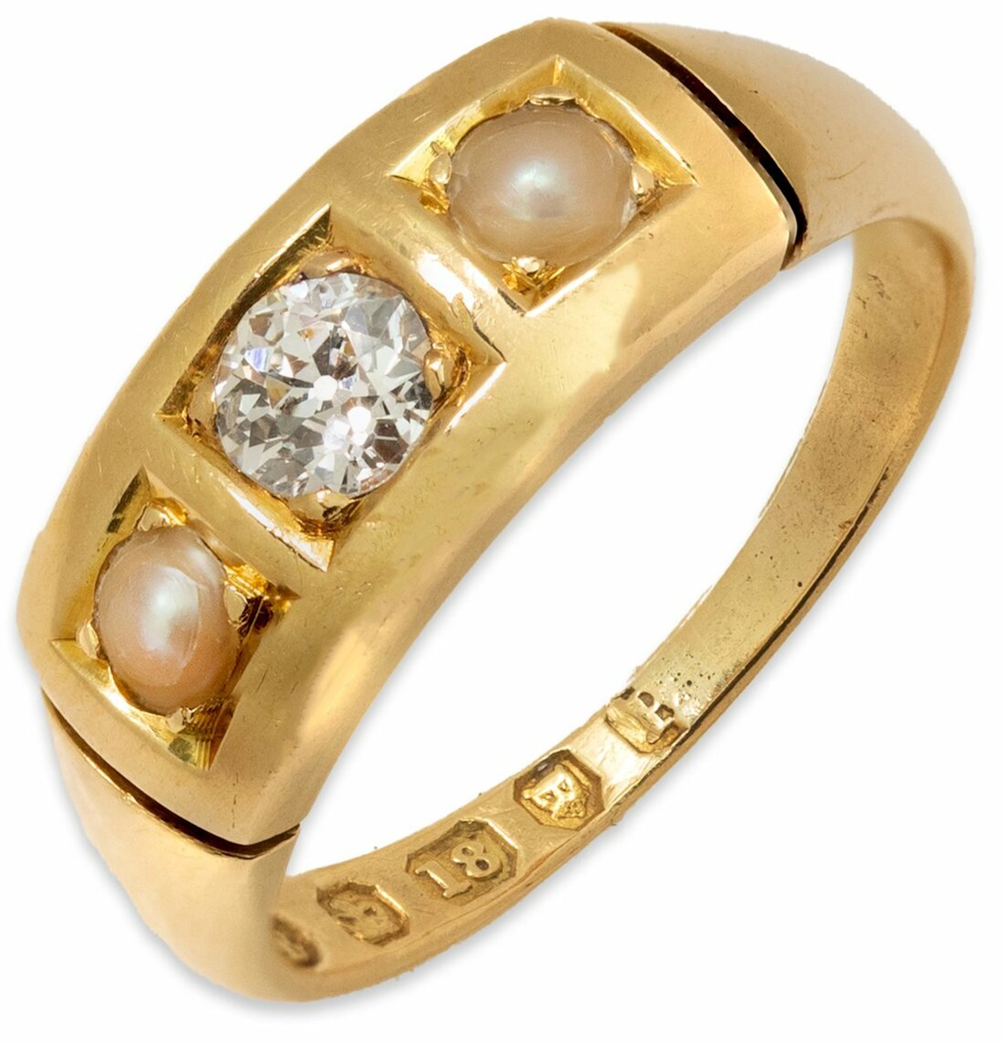 J. W. BENSON, A VICTORIAN PEARL AND DIAMOND GYPSY RING