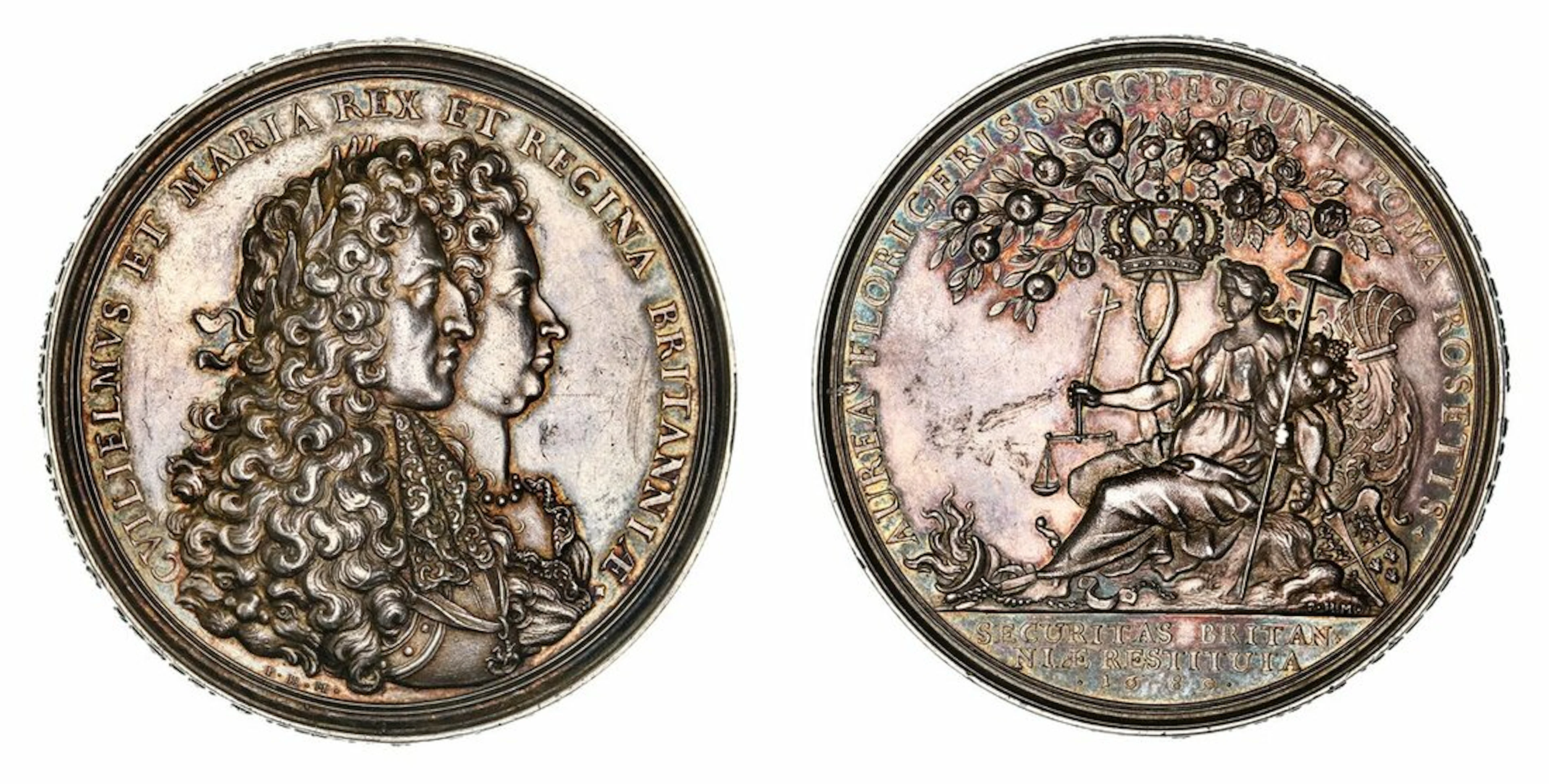 Security of Britain, AR Medal, 1689, by P. H. Müller, GVILIELMVS ET