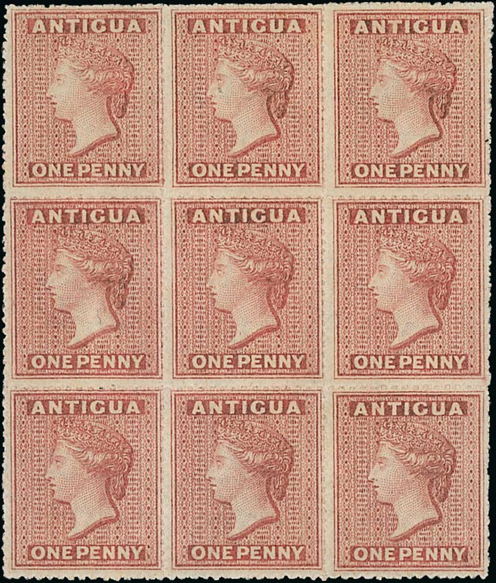Antigua 1863-67 watermark Small Star, rough perf 14 to 16, 1d. dull