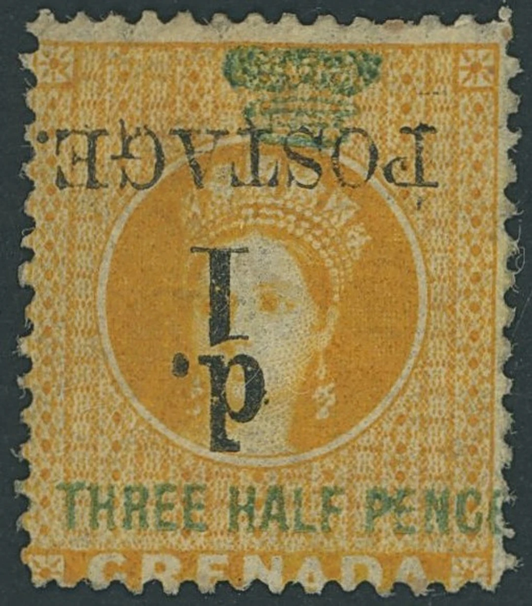 Grenada Issued Stamps 1886 (Oct.-Dec.) watermark Large Star, 1d. on