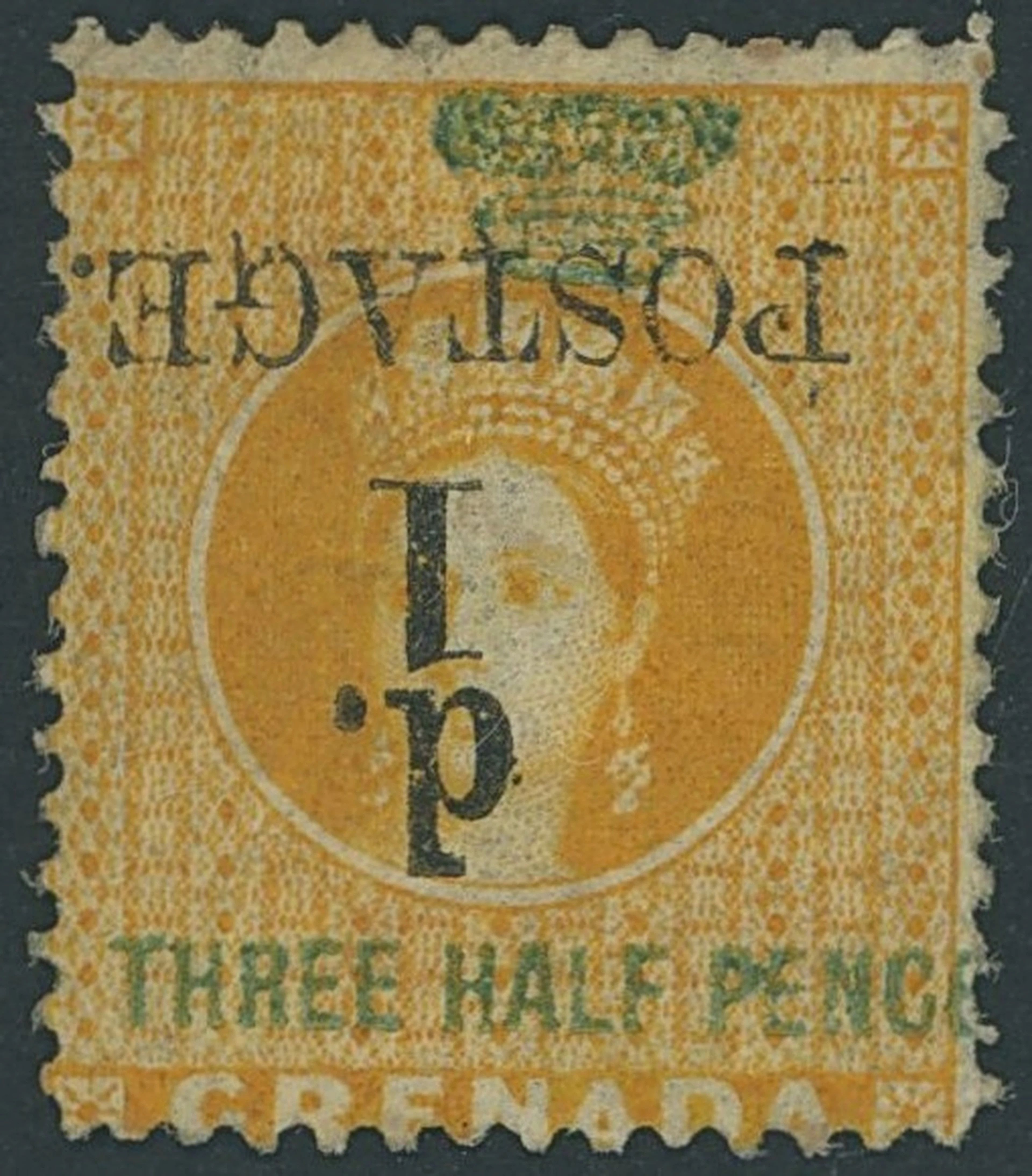 Grenada Issued Stamps 1886 (Oct.-Dec.) watermark Large Star, 1d. on
