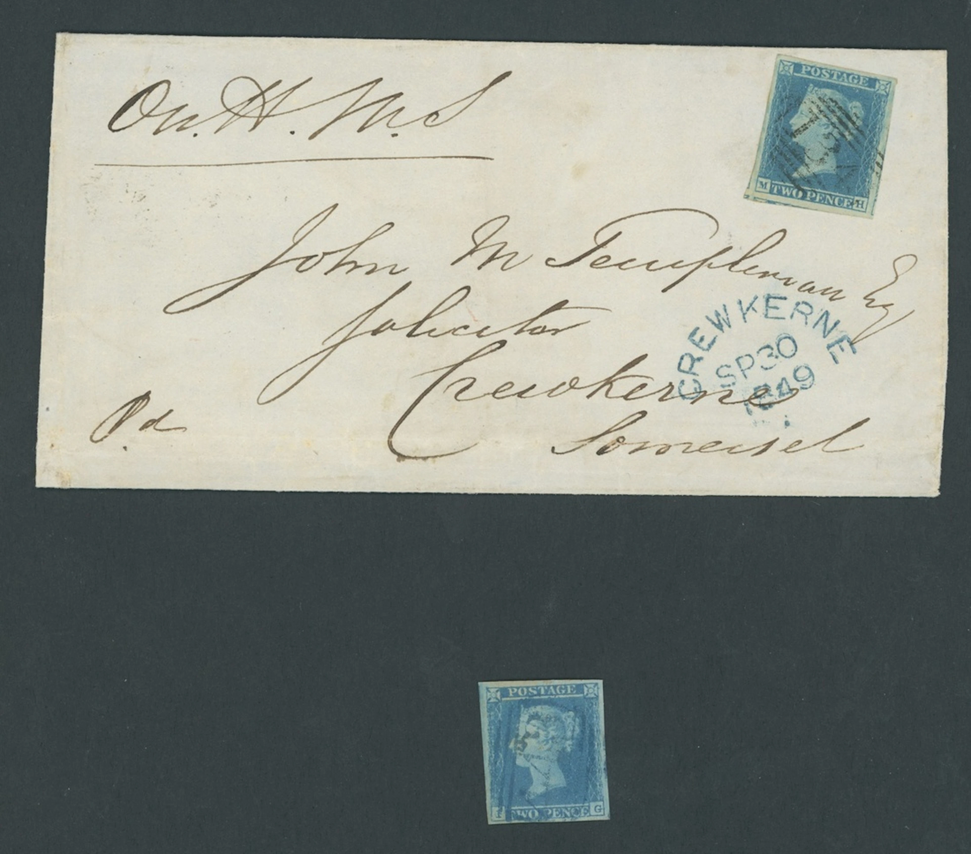 Great Britain 1841 Two Pence Blue Plate 3 MH, large to huge margins