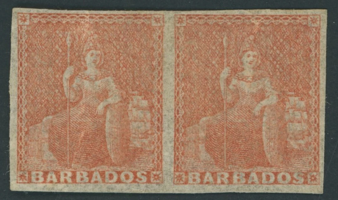 Barbados Britannia Issues 1861-70 no watermark, rough perf 14 to 16