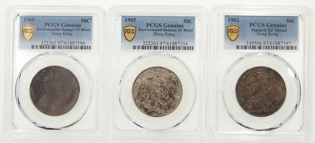 Hong Kong, Edward VII, [PCGS VF Detail, AU Detail, XF Detail] a group