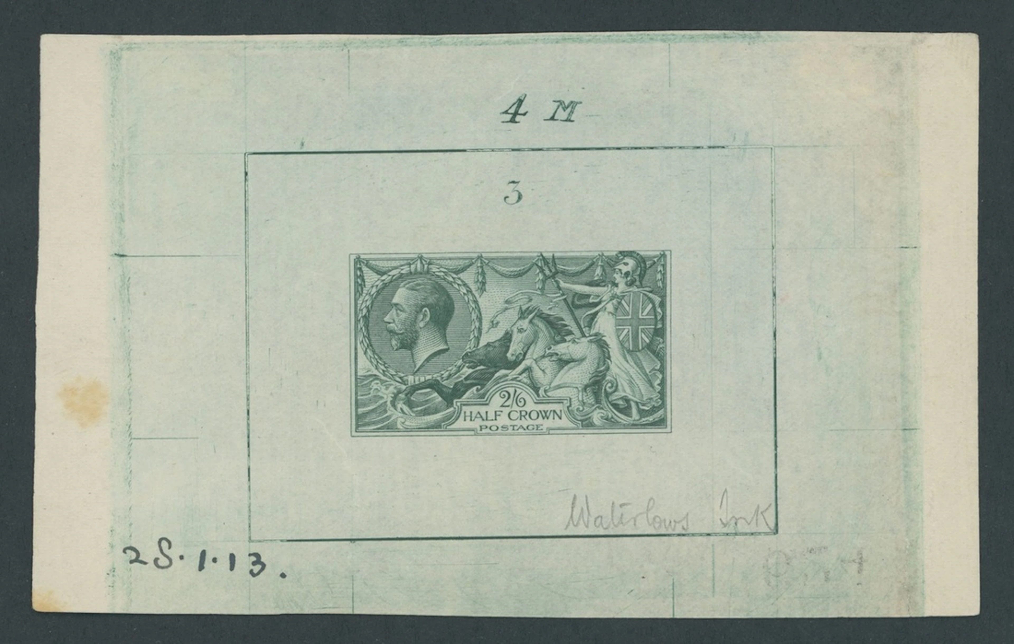 Great Britain King George V 1913 Waterlow 2/6d. Master die proof (State