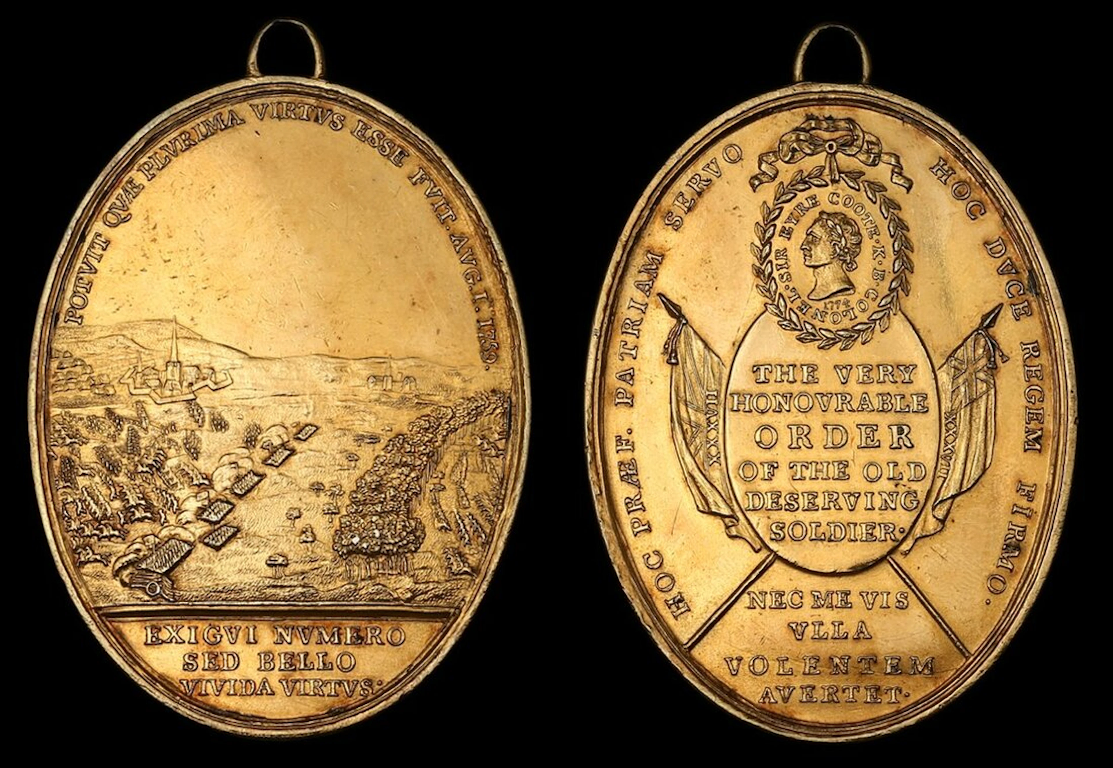 Battle of Minden 1759, 62mm x 42mm including suspension loop, silver-gilt