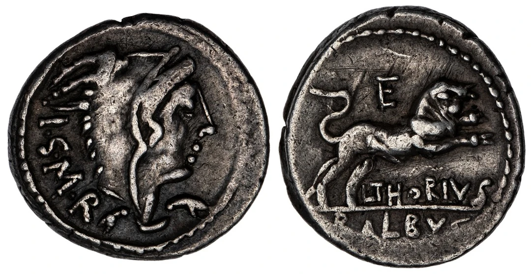 Roman Republic, L. Thorius Balbus, AR Denarius, struck 105 BC, I.