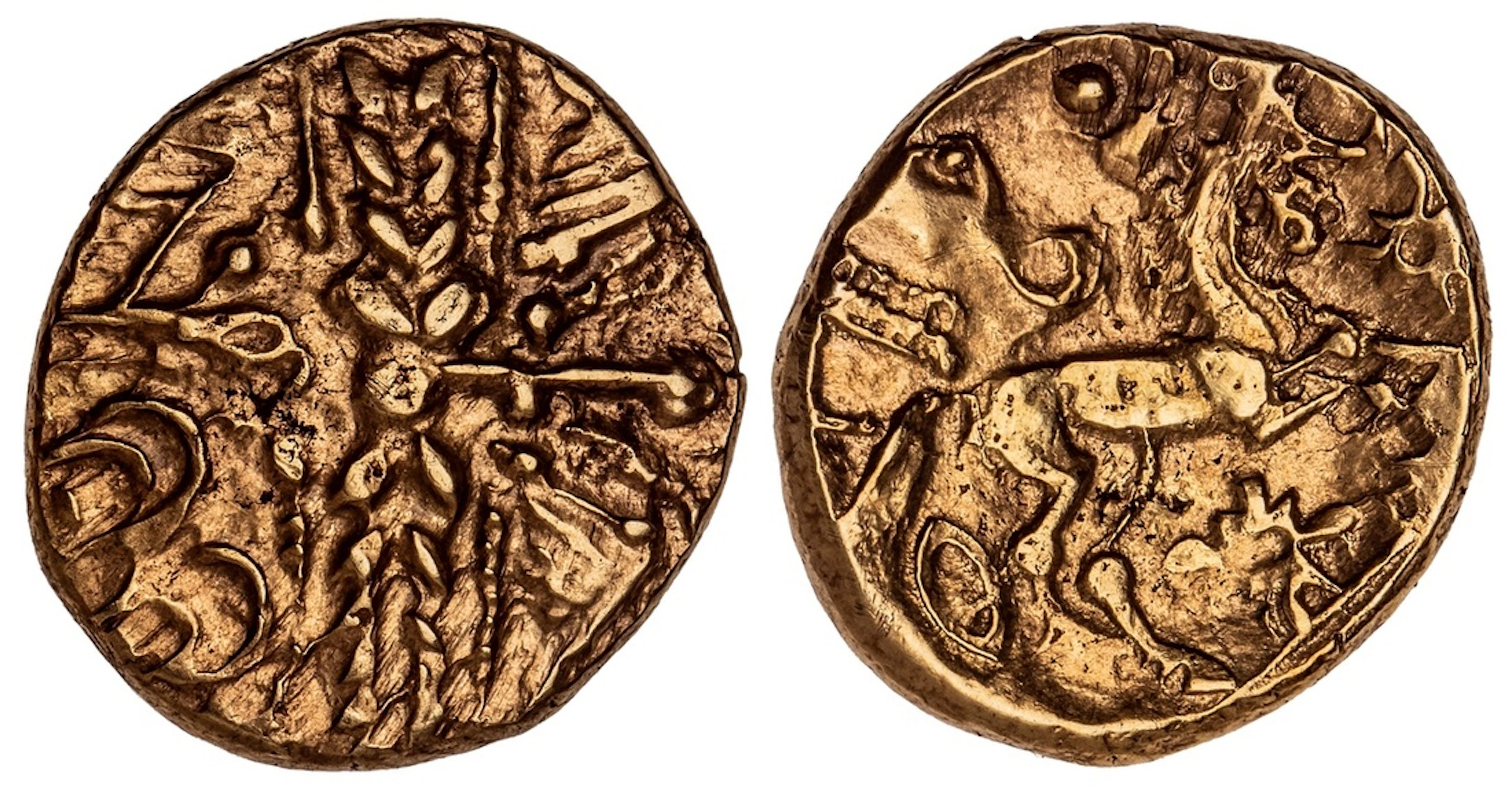 Catuvellauni, AV Stater, 'Early Whaddon Chase Cogwheel' Type, wreath