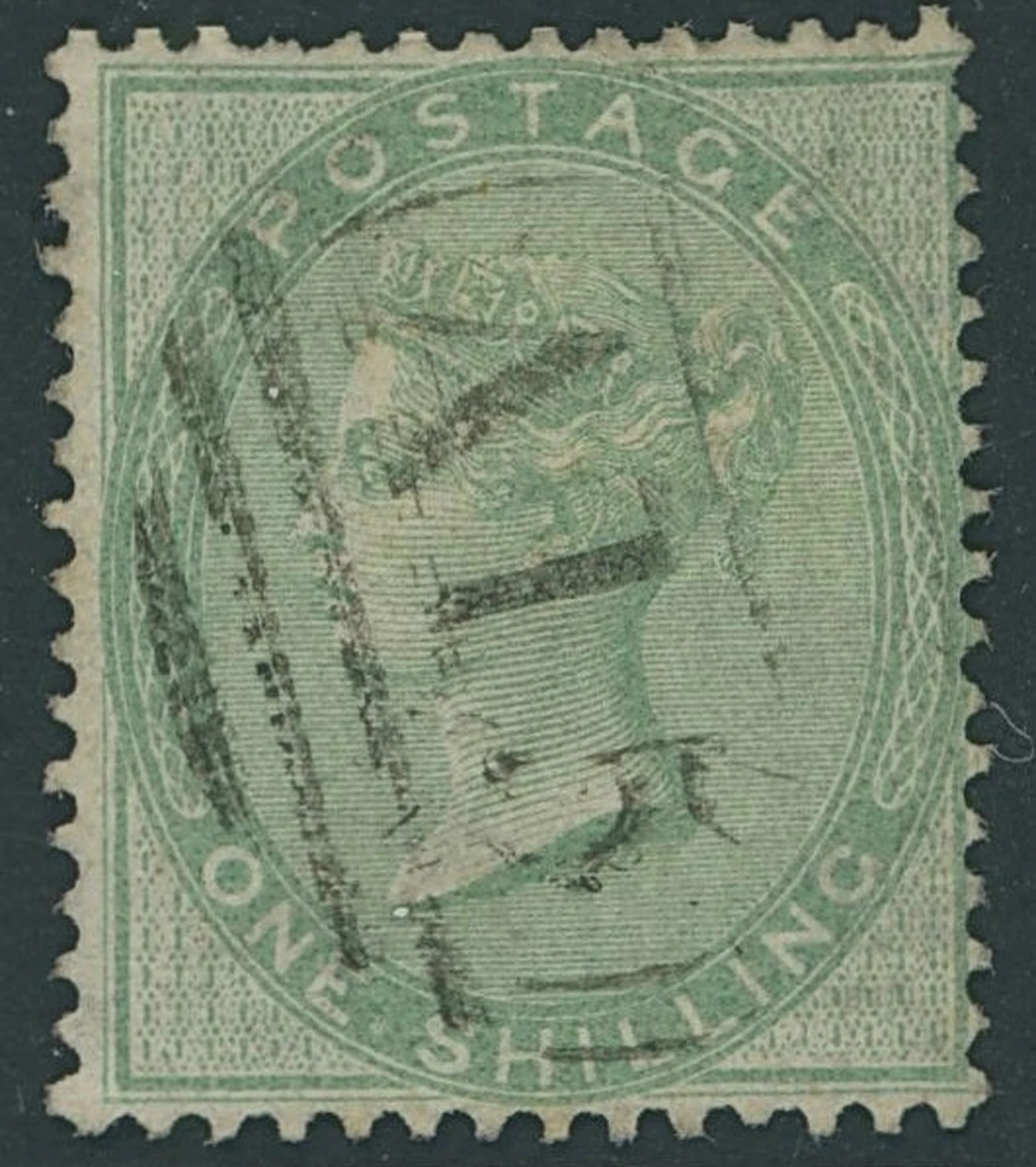 Grenada Great Britain used in Grenada 1856 1/- green, clearly cancelled