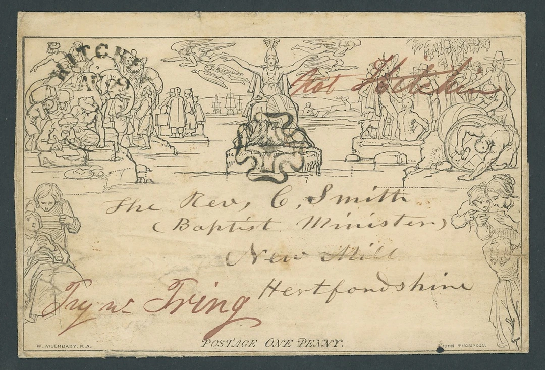Great Britain 1840 Mulready One Penny Lettersheet A50, dated 25 Aug.