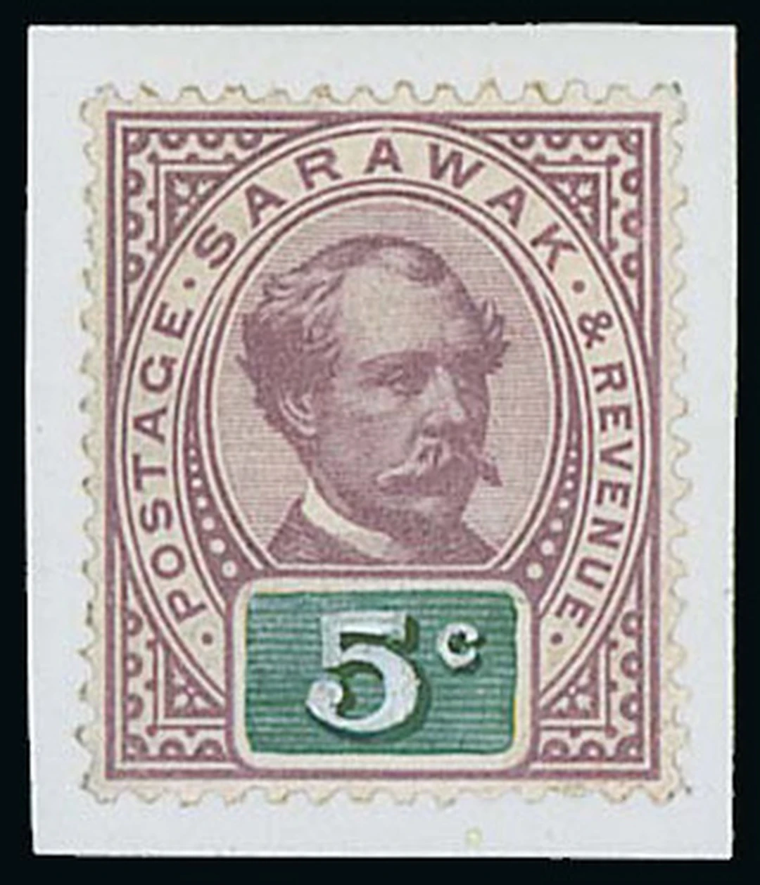 Sarawak 1888-97 "postage & revenue" Issue Essays 5c. perforated colour