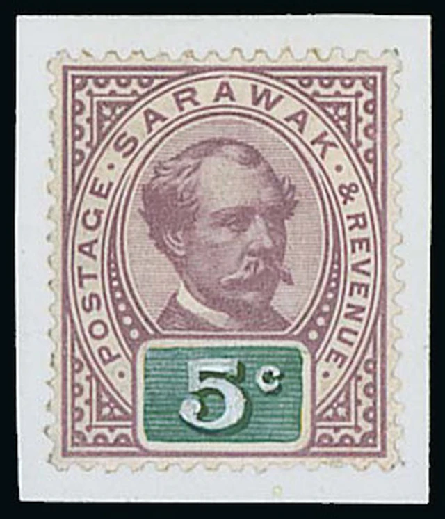Sarawak 1888-97 "postage & revenue" Issue Essays 5c. perforated colour