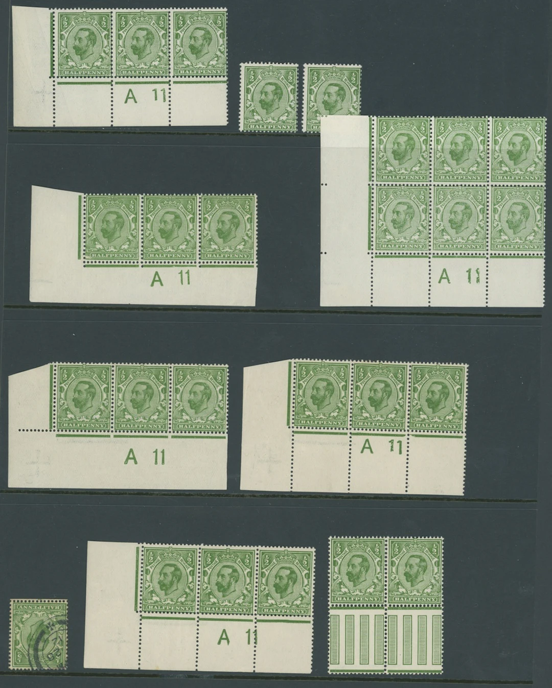 Great Britain King George V 1911-12 Downey Head A mint ½d. collection