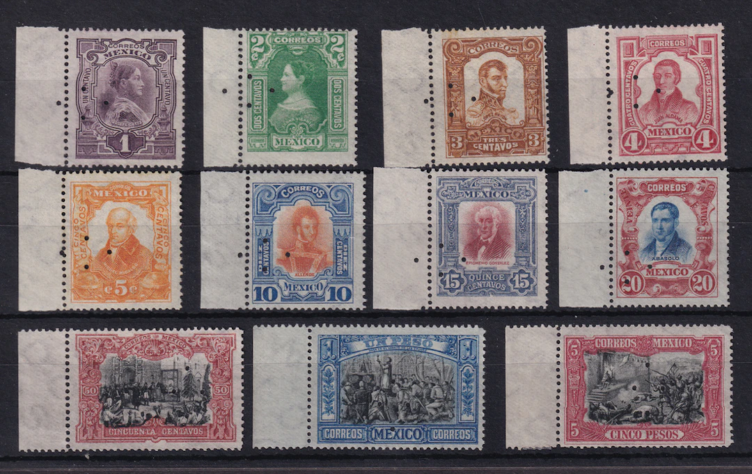 1884-1913 Post-Classic Period 1910, "Centenario", 1c. to 5p. complete