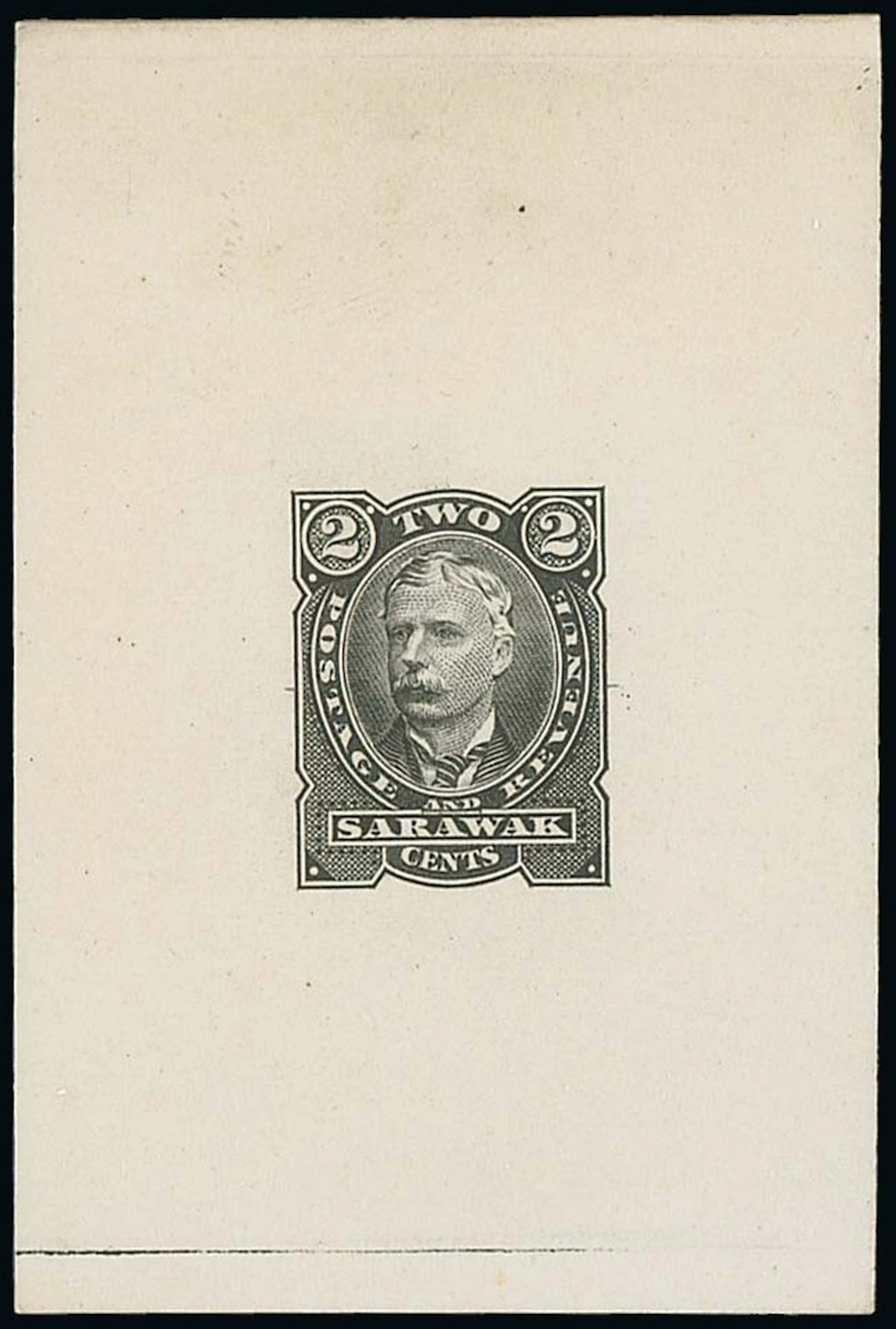 Sarawak 1895 Perkins Bacon Issue Die Proofs 2c. in black on surfaced