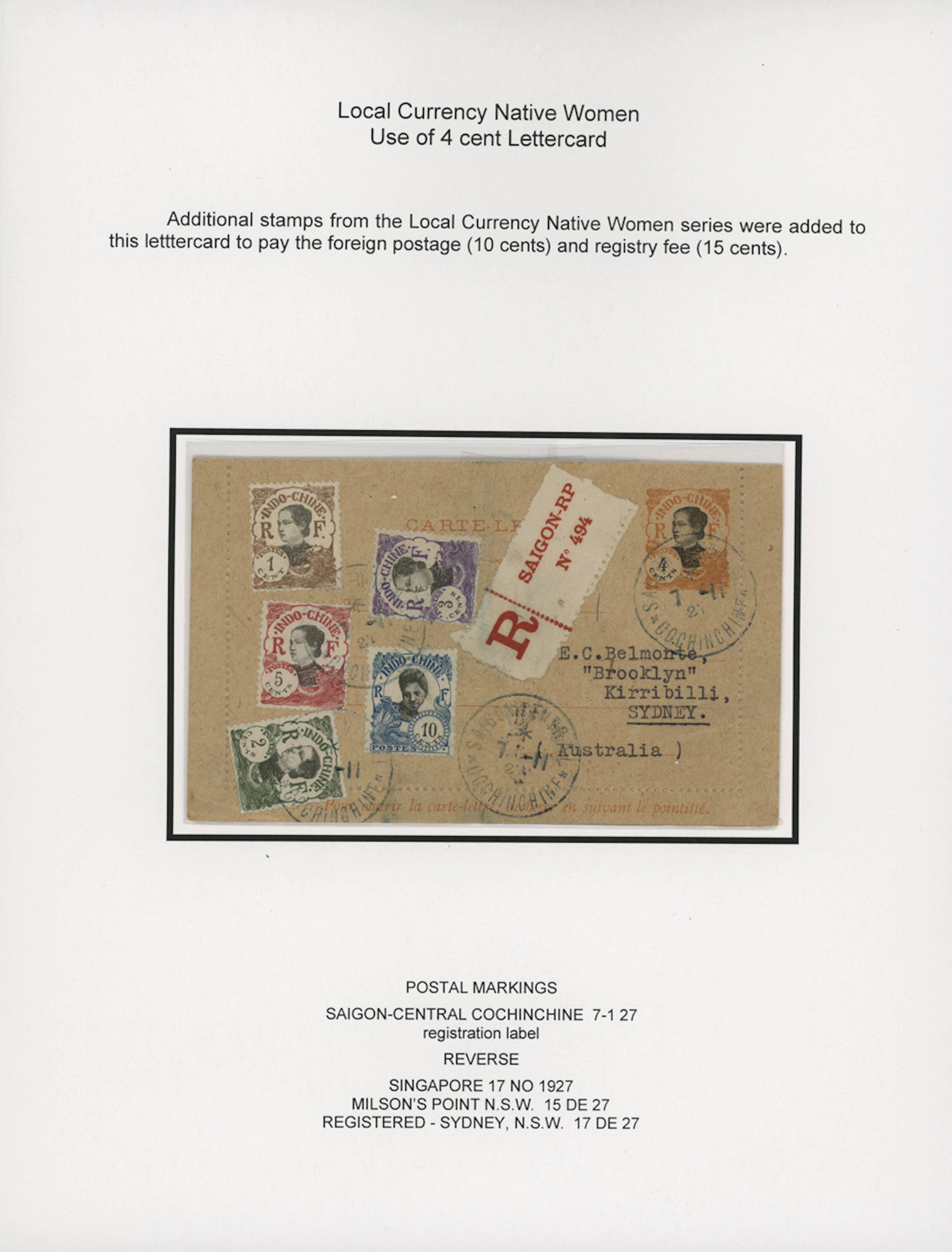 Indo-China French Indo-Chinese Post Office 1922 Native Women issue - stationery