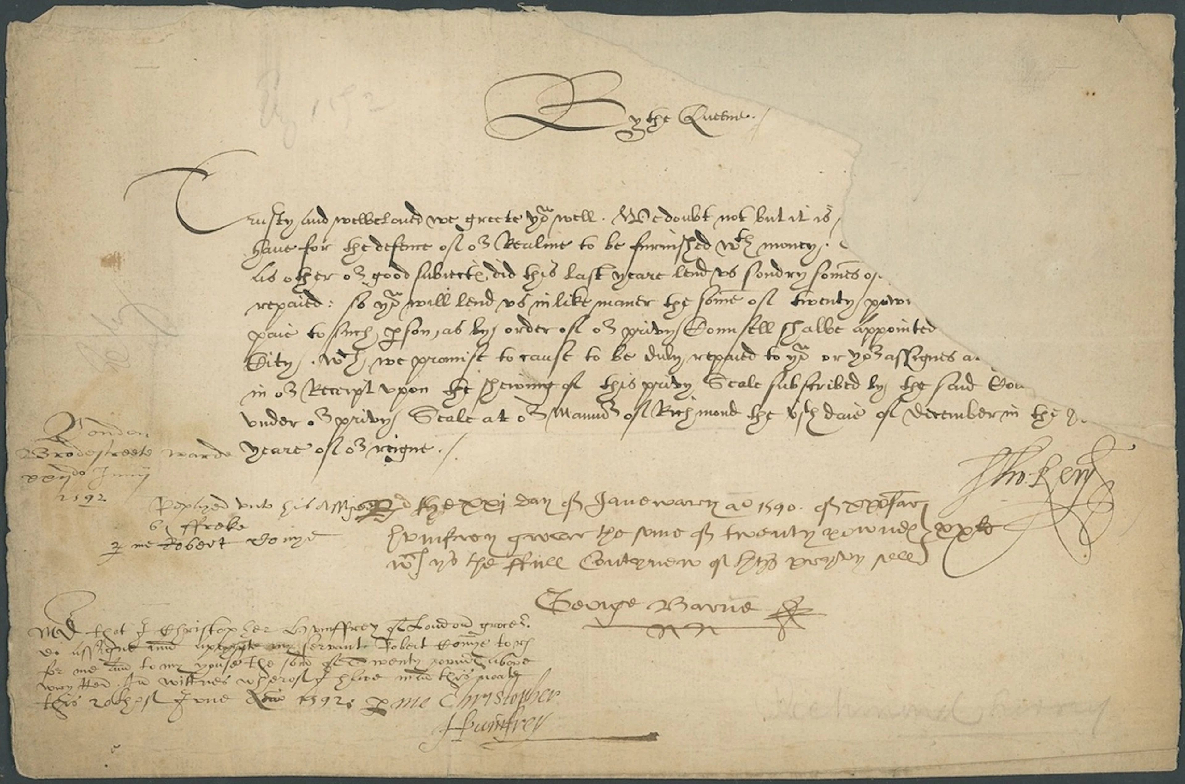 England Forced Loans 1590s A group of three Elizabethan forced loans