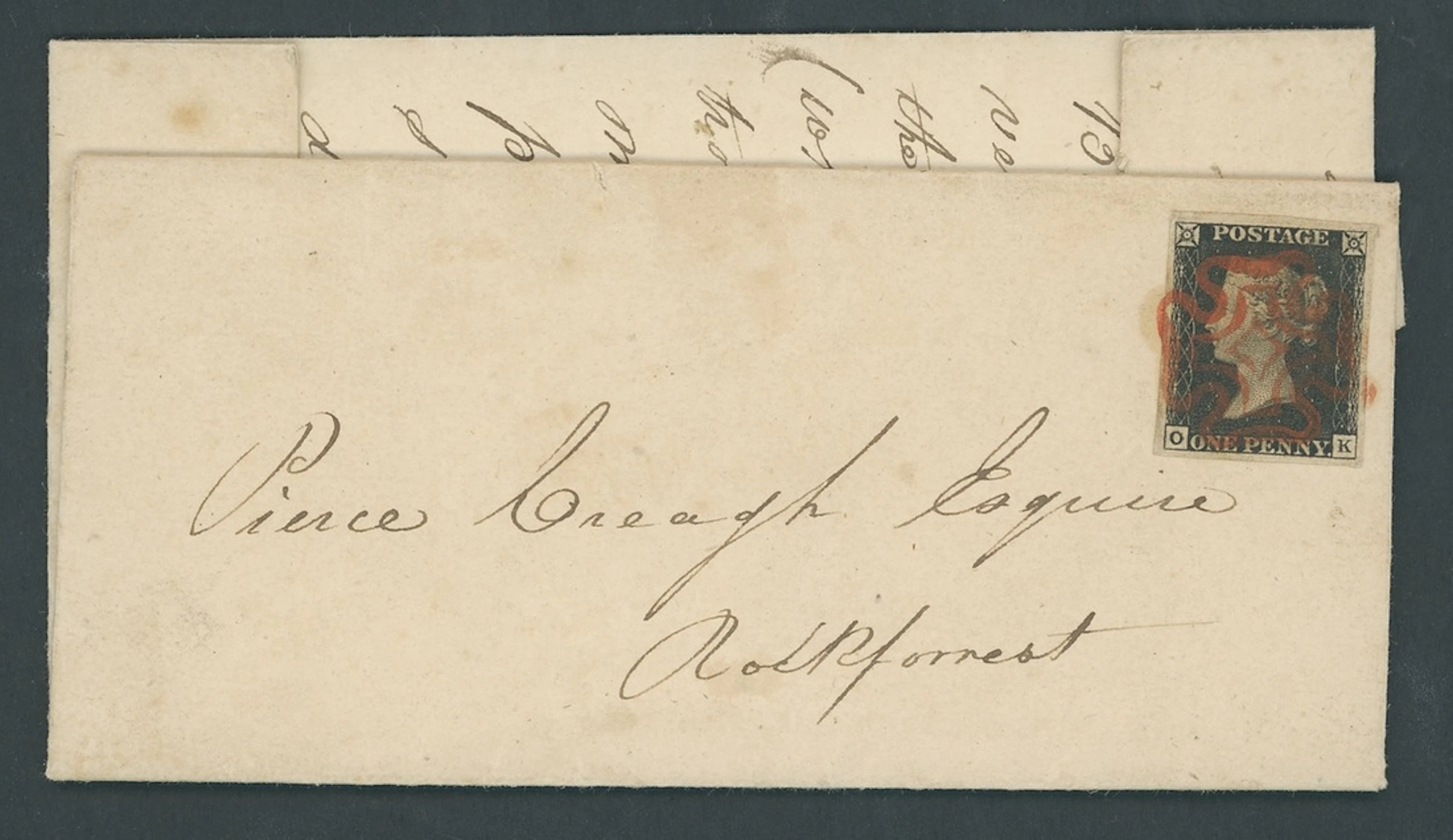 Great Britain 1840 One Penny Black Plate 1a OK, a fine early impression
