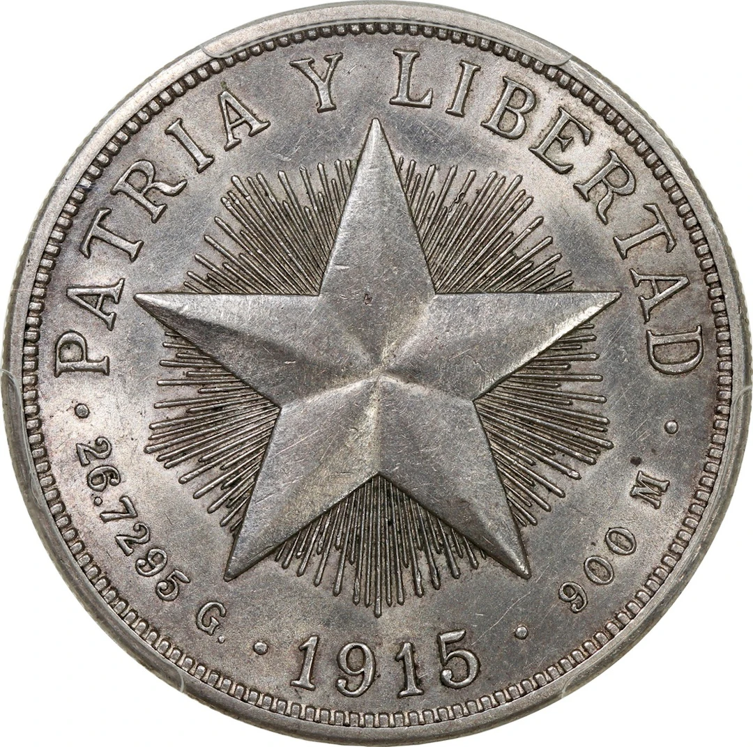 Cuba, [PCGS AU Detail] silver peso, 1915, high relief