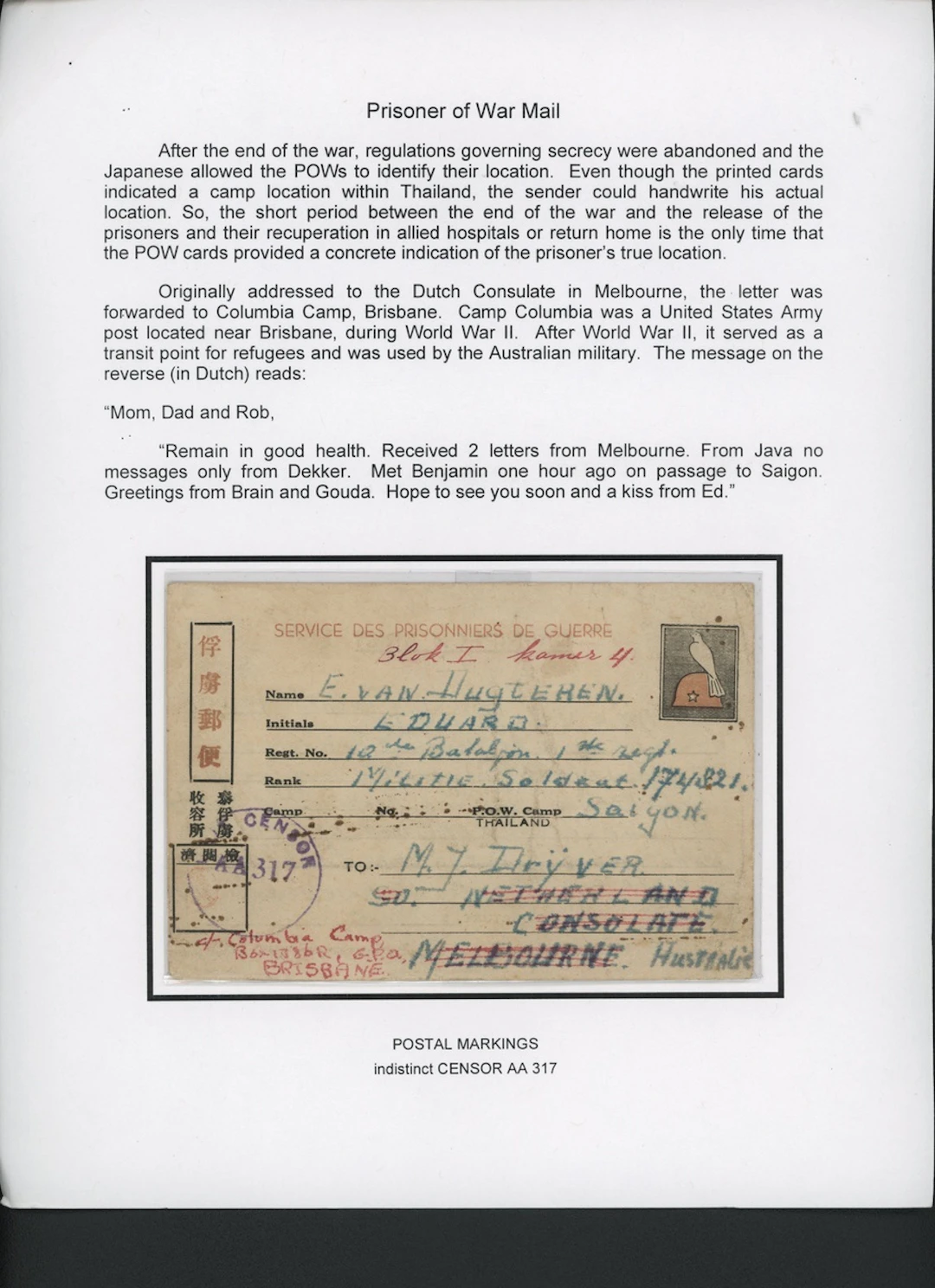 Indo-China French Indo-Chinese Post Office Military Mail