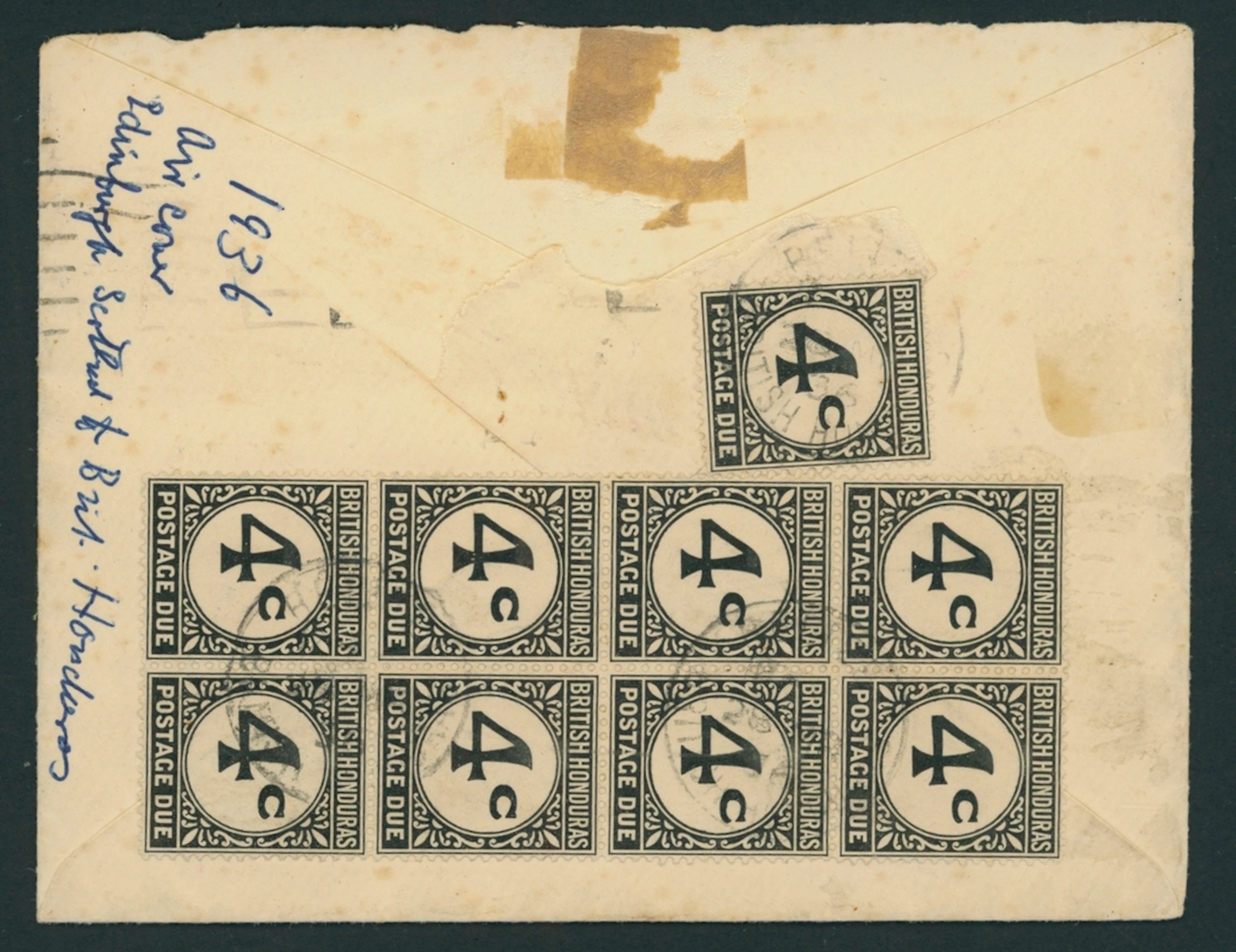 British Honduras Postage Dues Covers 1935 (18 Nov.) envelope (240x105mm;