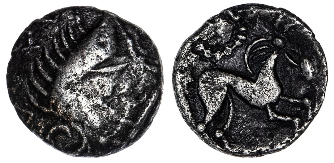 Iceni (50-45 BC), AR Unit, 'Norfolk Boar Triadic' type, boar right