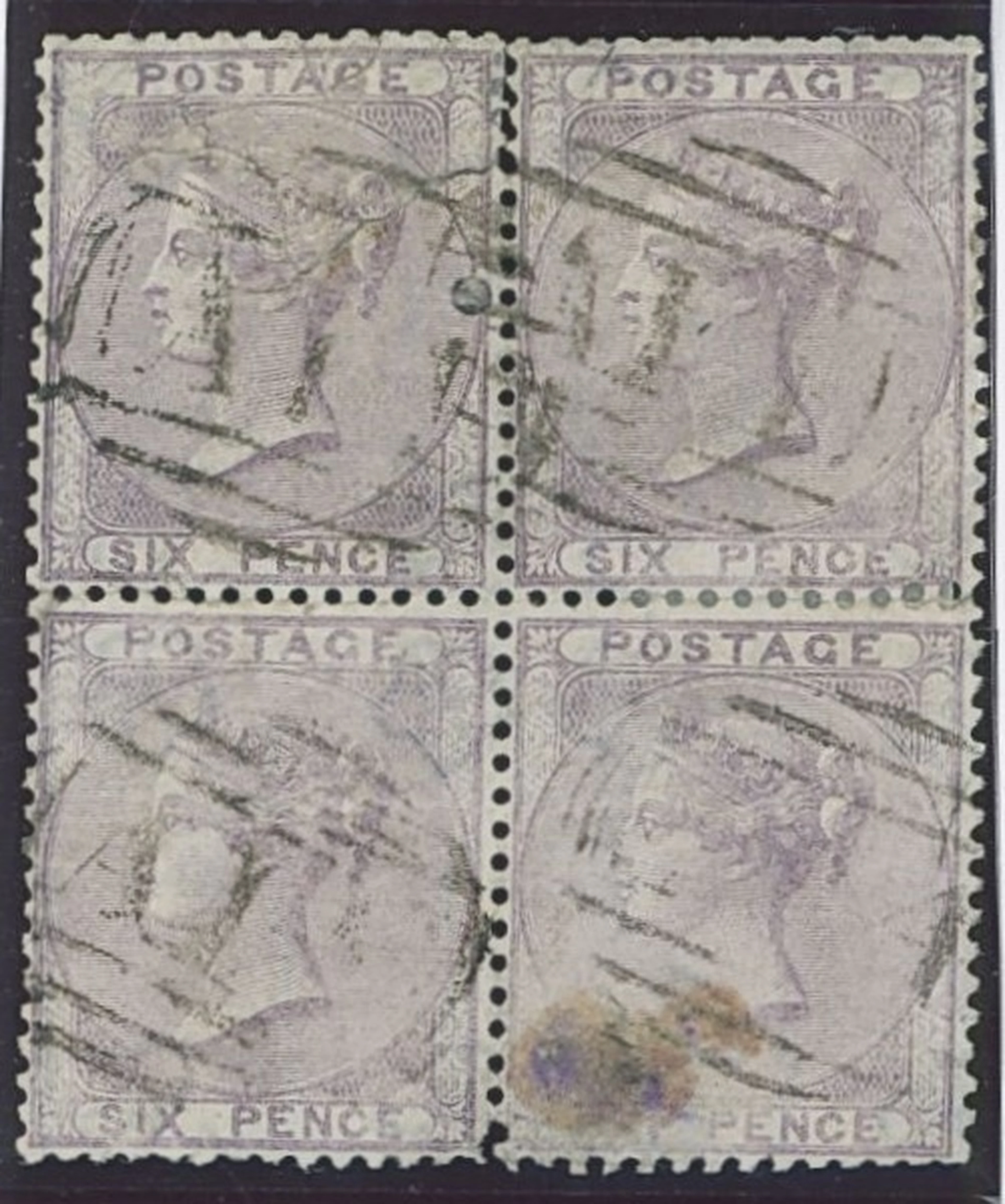 Tobago Great Britain used in Tobago 6d. lilac block of four, each