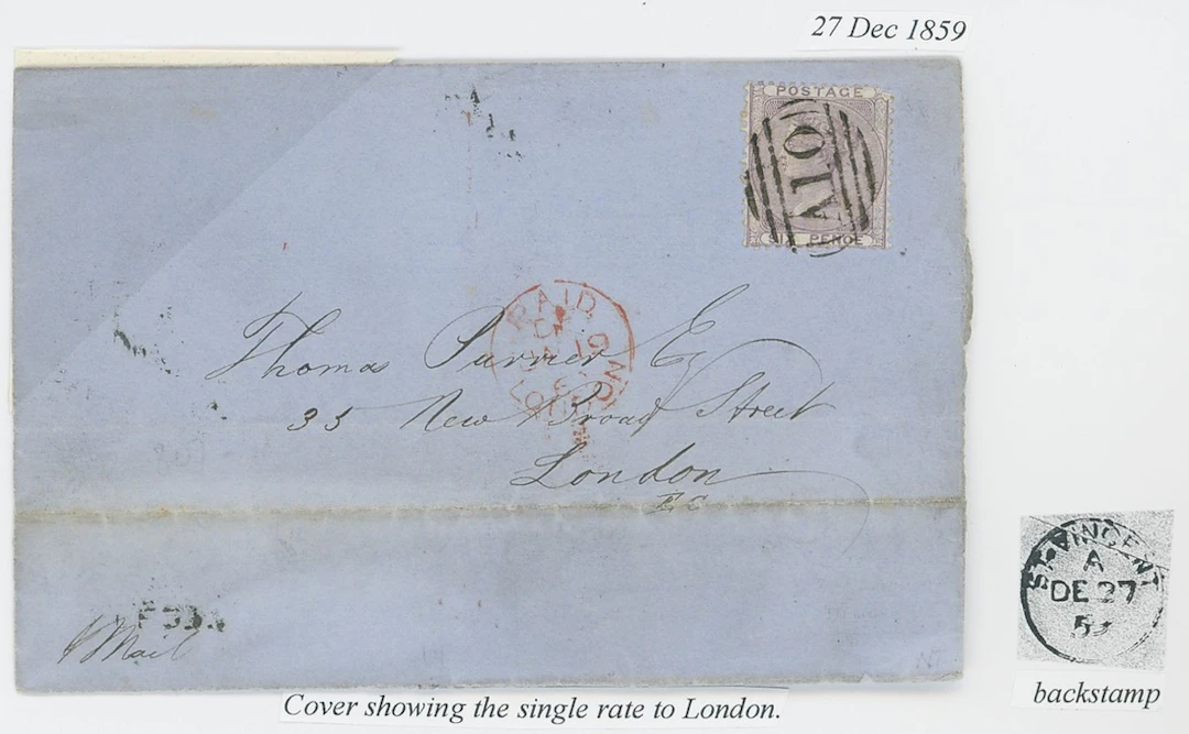 St. Vincent Great Britain used in St. Vincent Covers 1859 (27 Dec.)