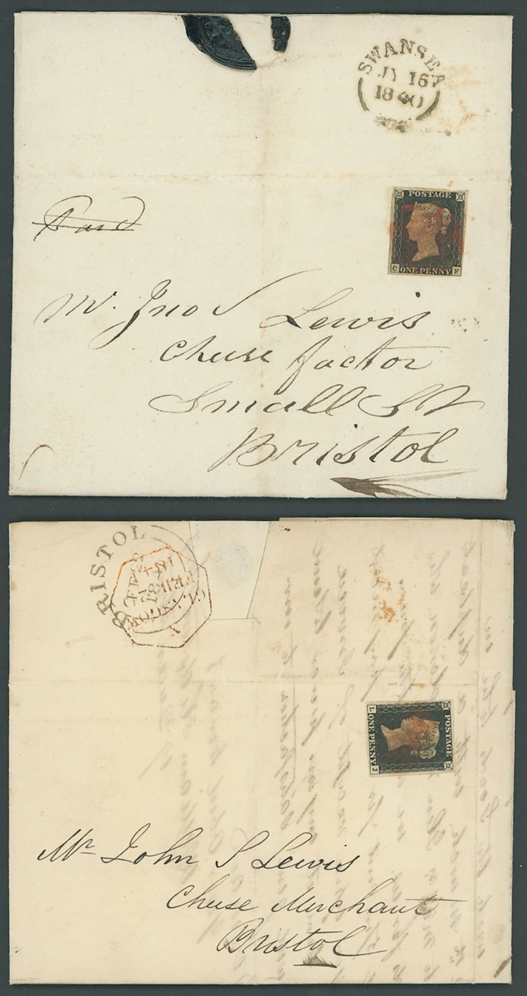 Great Britain 1840 One Penny Black Plate 2 CF, margins all round;