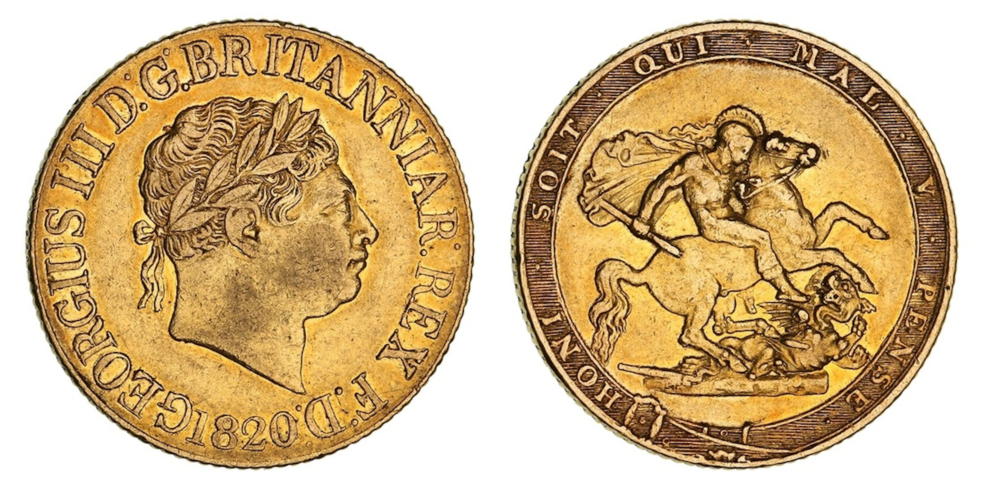 George III (1760-1820), New Coinage, Sovereign, 1820, Small Date, 'Open 2'