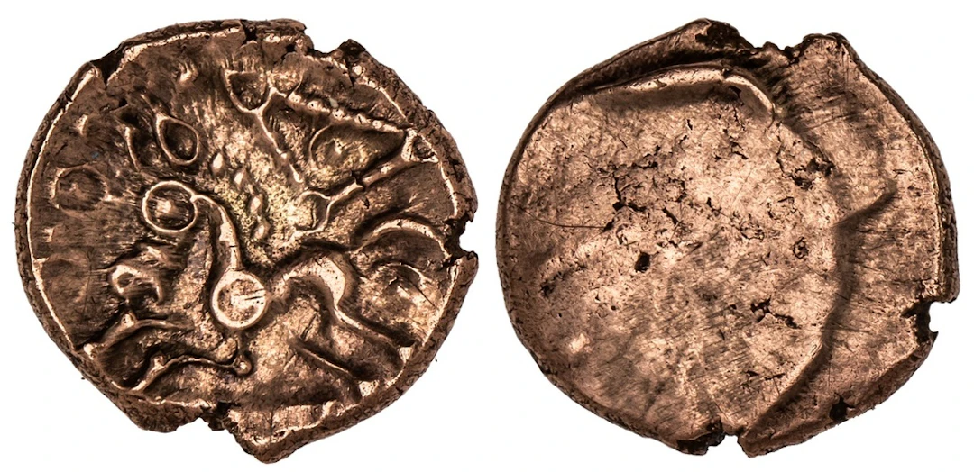 Cantiaci, AV Quarter-Stater, 'Corded Triangle' Type, slight circular