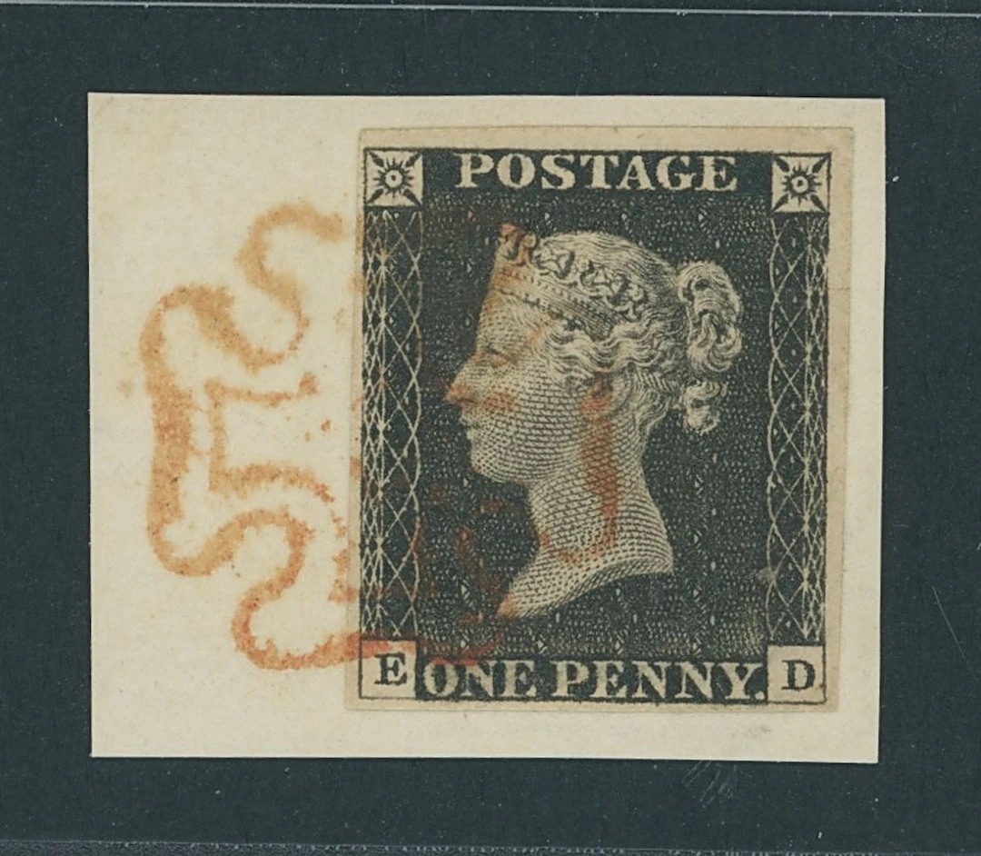 Great Britain 1840 One Penny Black Plate 3 ED, a slightly worn impression