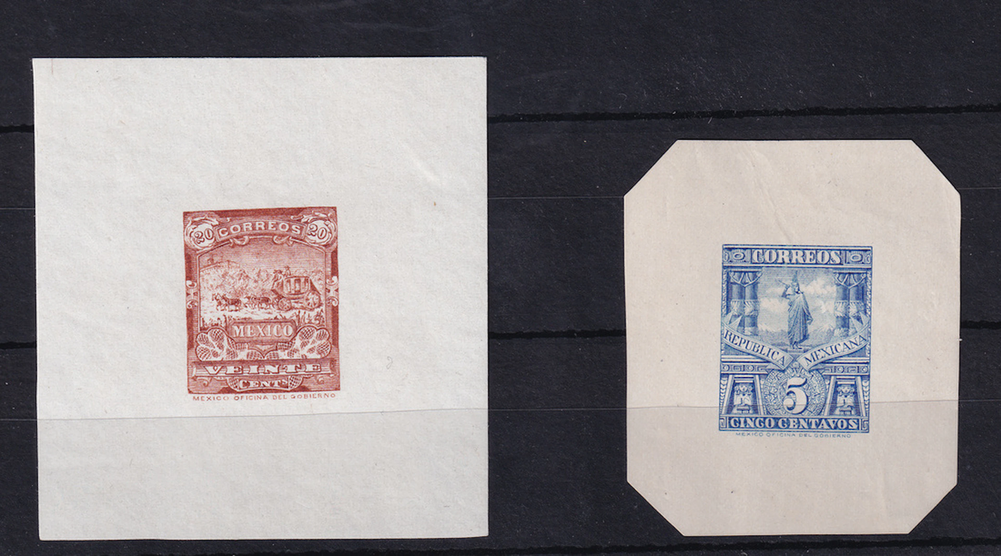 1884-1913 Post-Classic Period 1894, "Mulitas", 5c. blue and 20c. red-brown