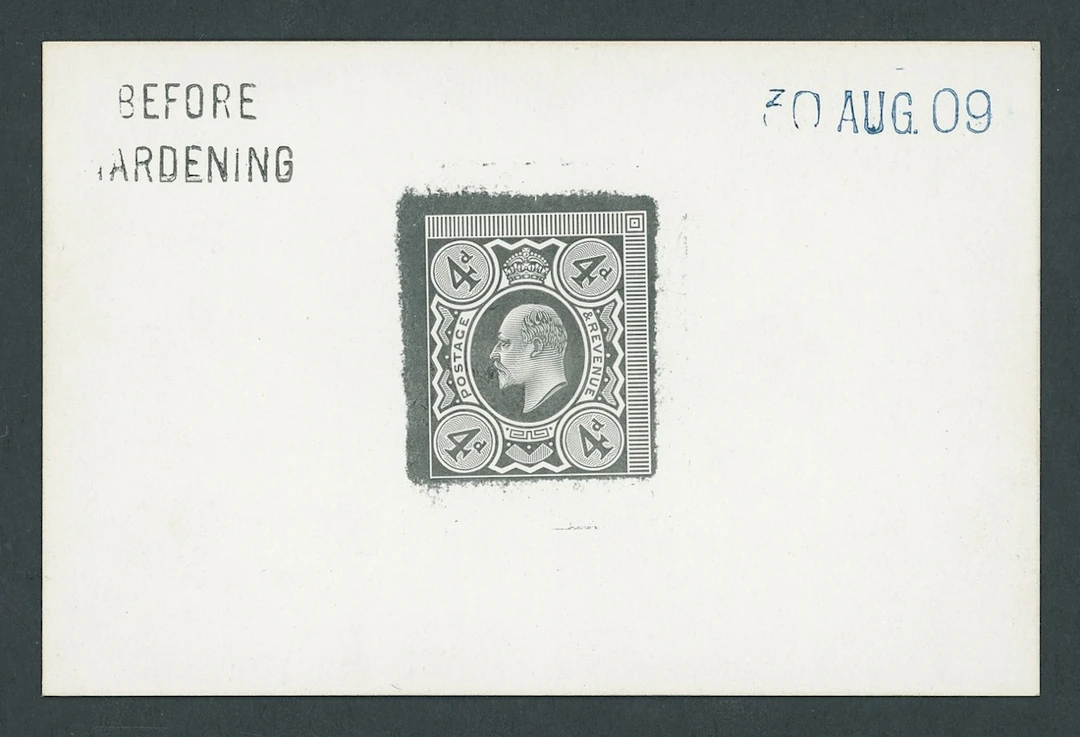 Great Britain King Edward VII 1902-10 De La Rue 4d. die proof in black