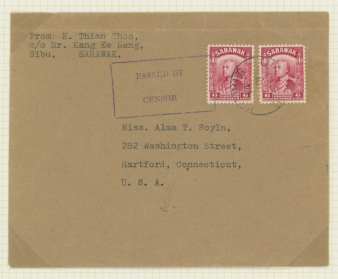 Sarawak Covers and Cancellations Censor Mail 1939-41 envelopes (24)