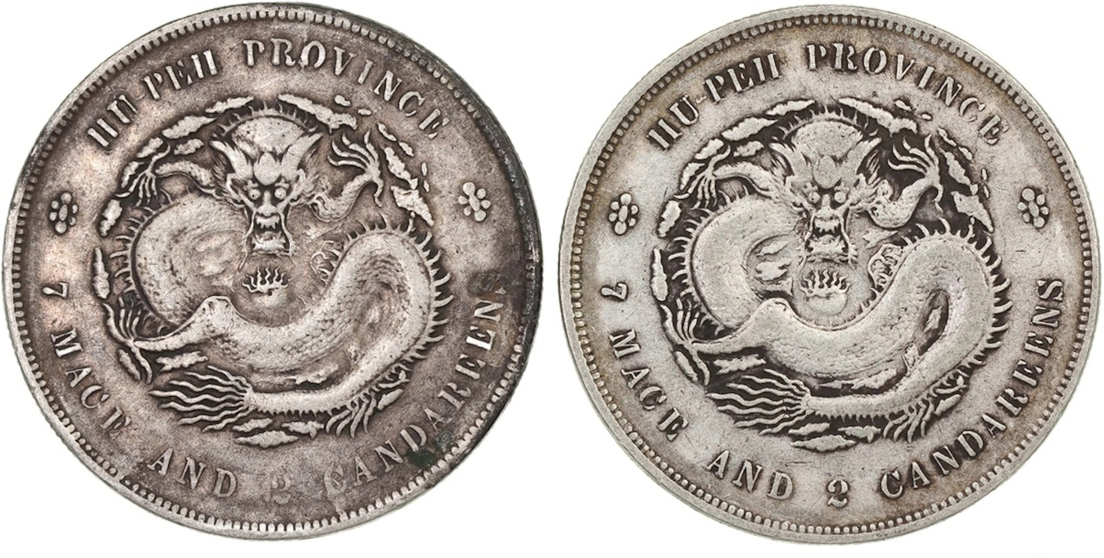 China, Qing Dynasty, Hupeh Province, a pair of silver dollars, ND