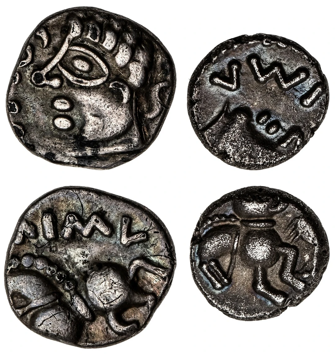 Northeast Gaul, Leuci, AR Quinarii (2): i) [SOL]IMA, head left, rev.
