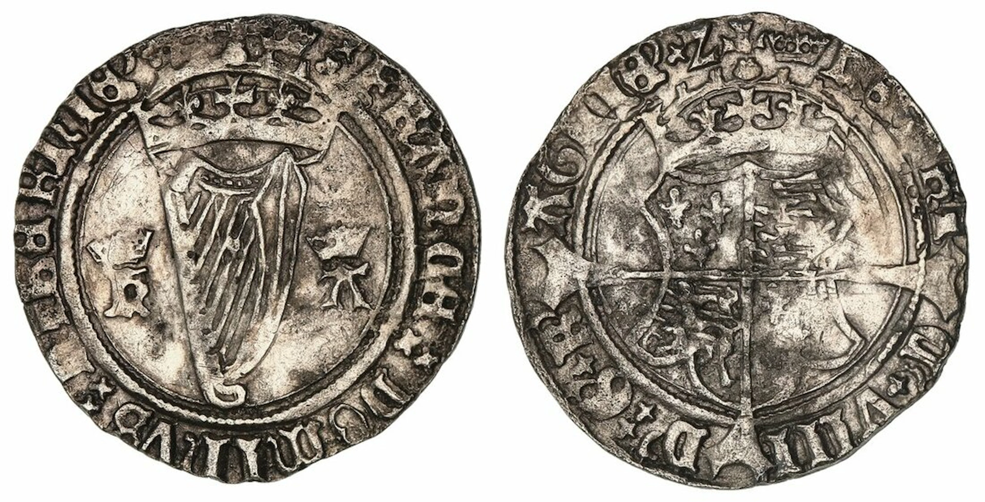 Ireland, Henry VIII with Anne Boleyn (1509-1547), First Harp Issue