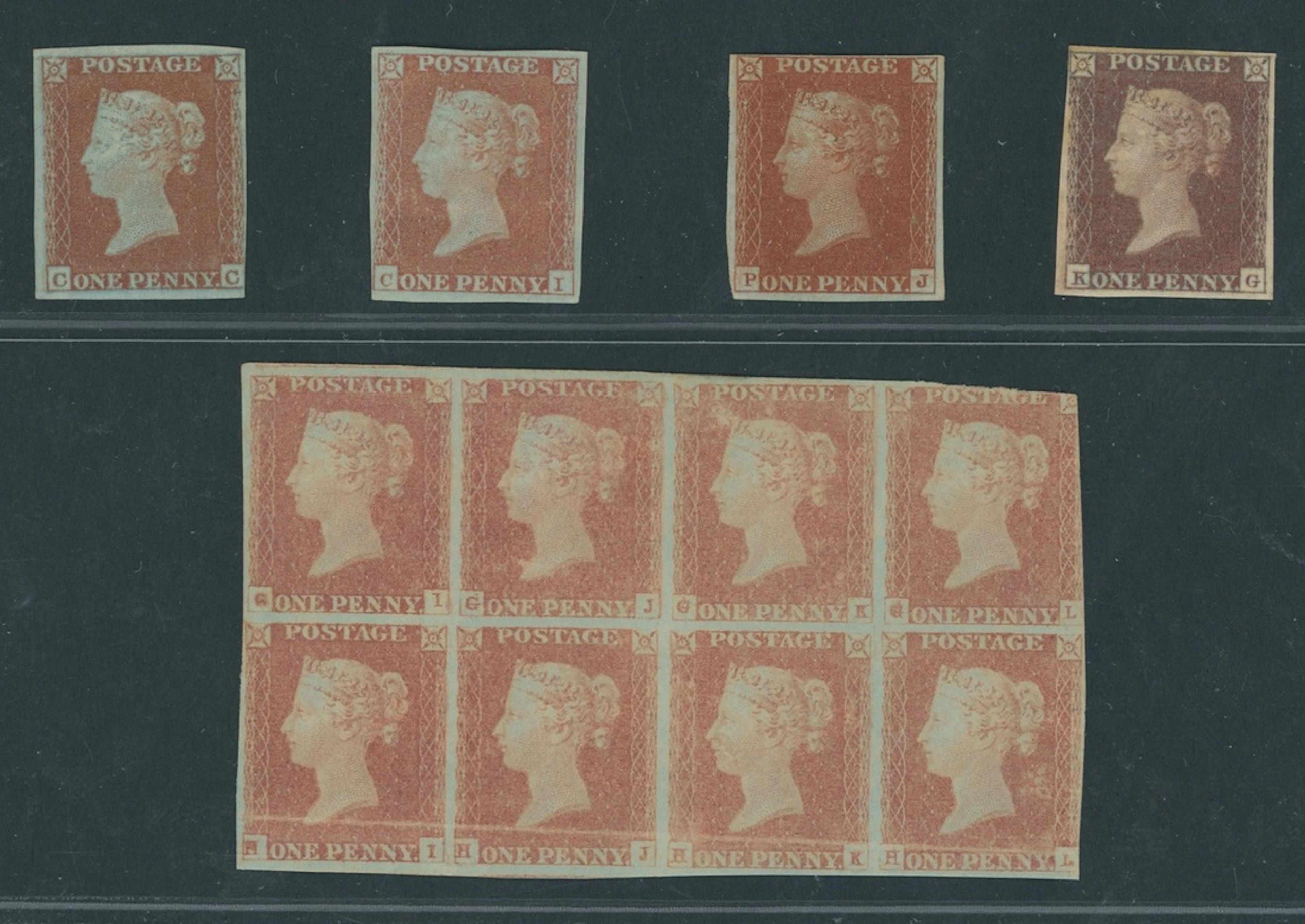 Great Britain 1841-53 One Penny Red-Brown Mixed Plates