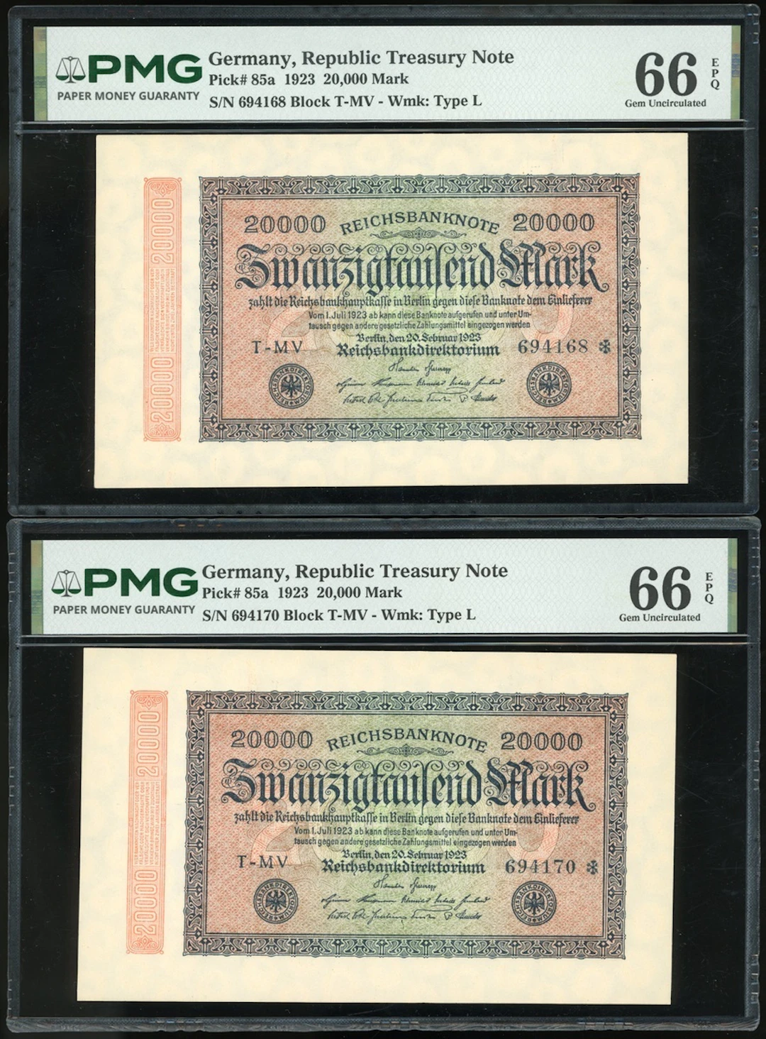 Germany, Reichsbanknote, Republic Treasury Note, 20000 Mark (2), 1923