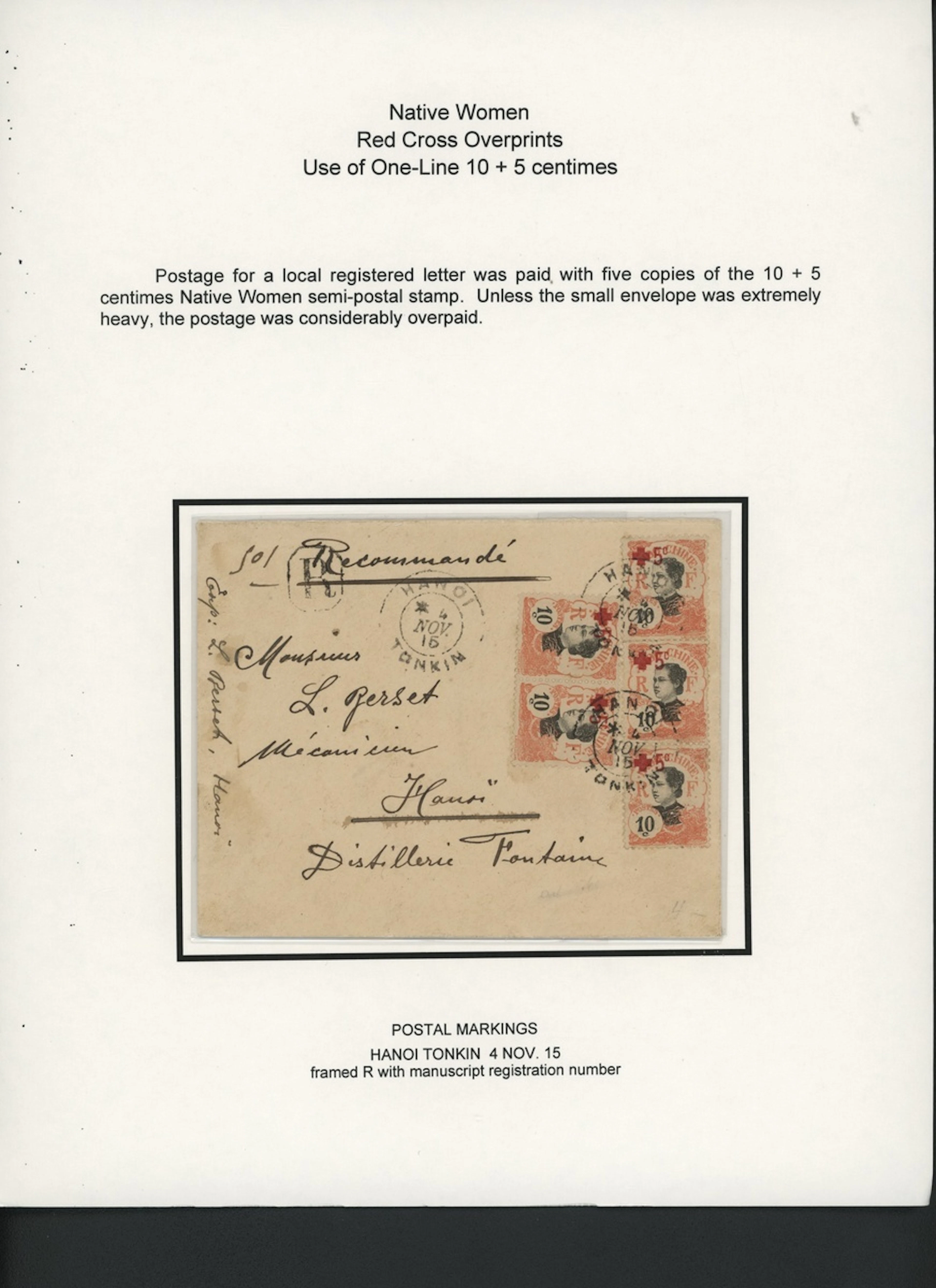 Indo-China French Indo-Chinese Post Office 1914 Red Cross issue