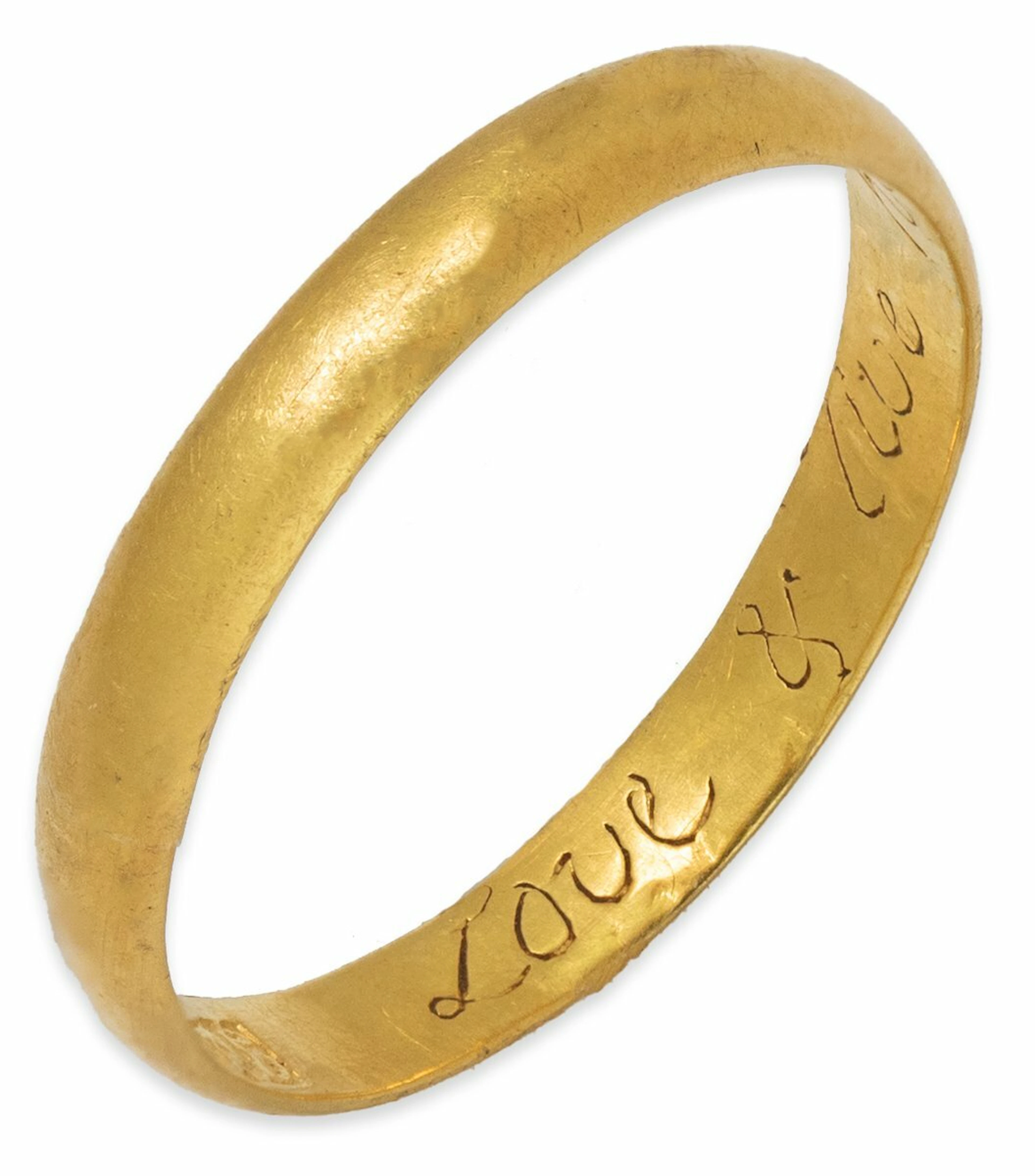 A POST-MEDIEVAL POSY RING - 'LOVE & LIVE HAPPY'