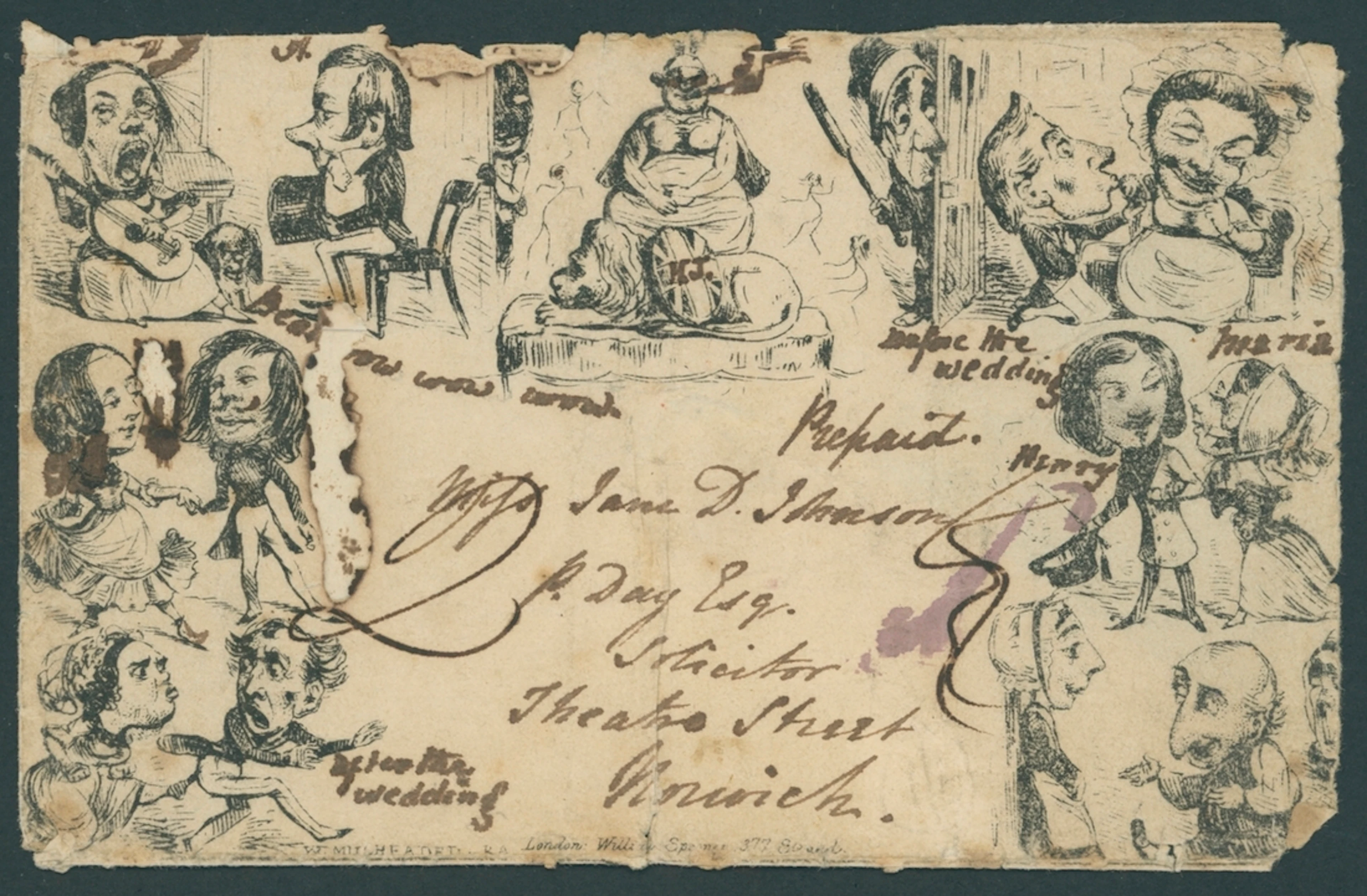 Great Britain 1840 Mulready Caricatures William Spooner envelope number
