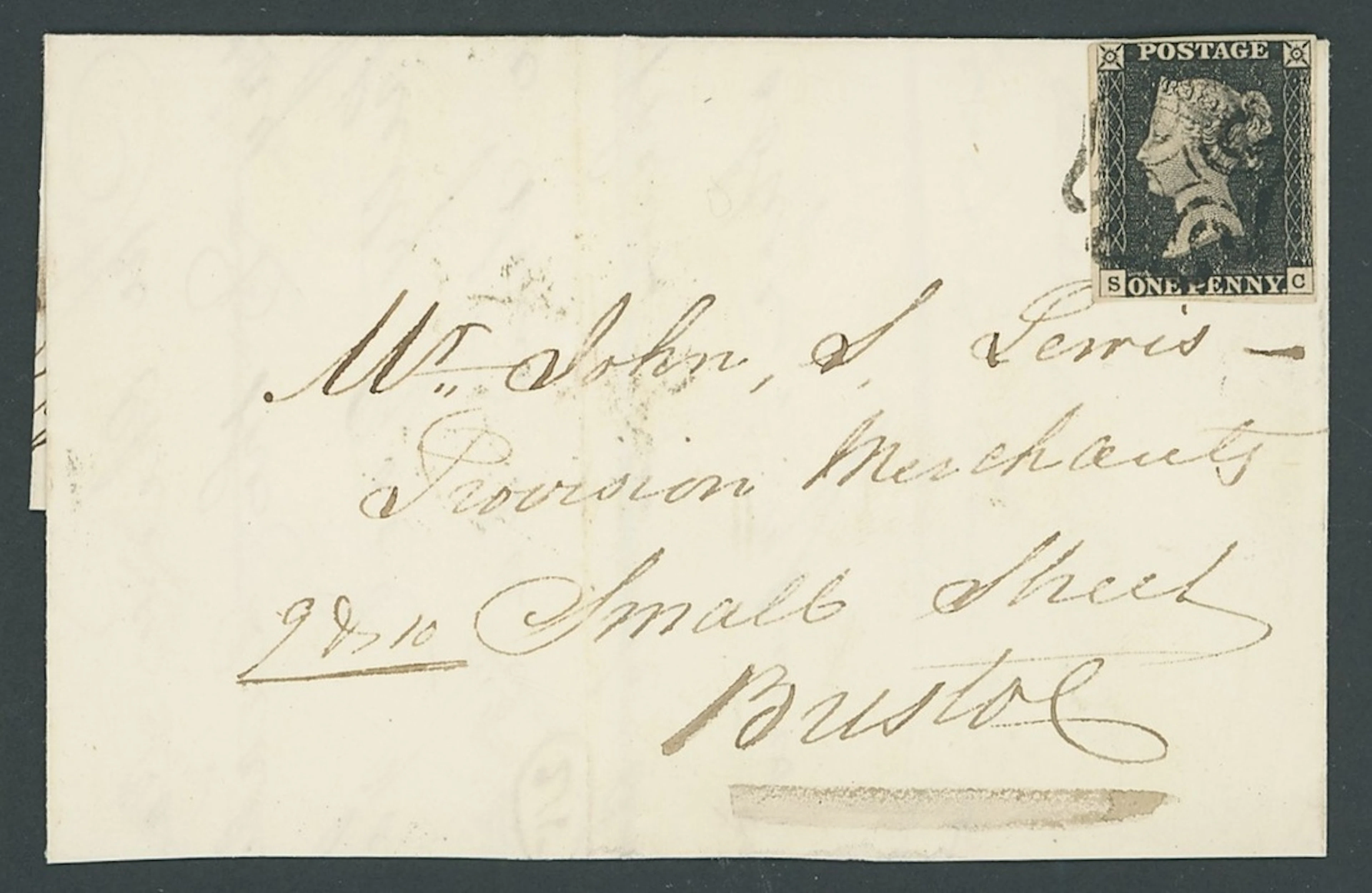 Great Britain 1840 One Penny Black Plate 1a SC, just touched at top