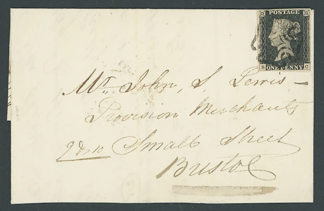 Great Britain 1840 One Penny Black Plate 1a SC, just touched at top